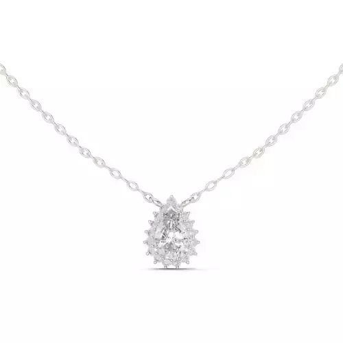 Pear Cut Halo Diamond Pendant Woman Necklace 3dm STL Video 3D print model