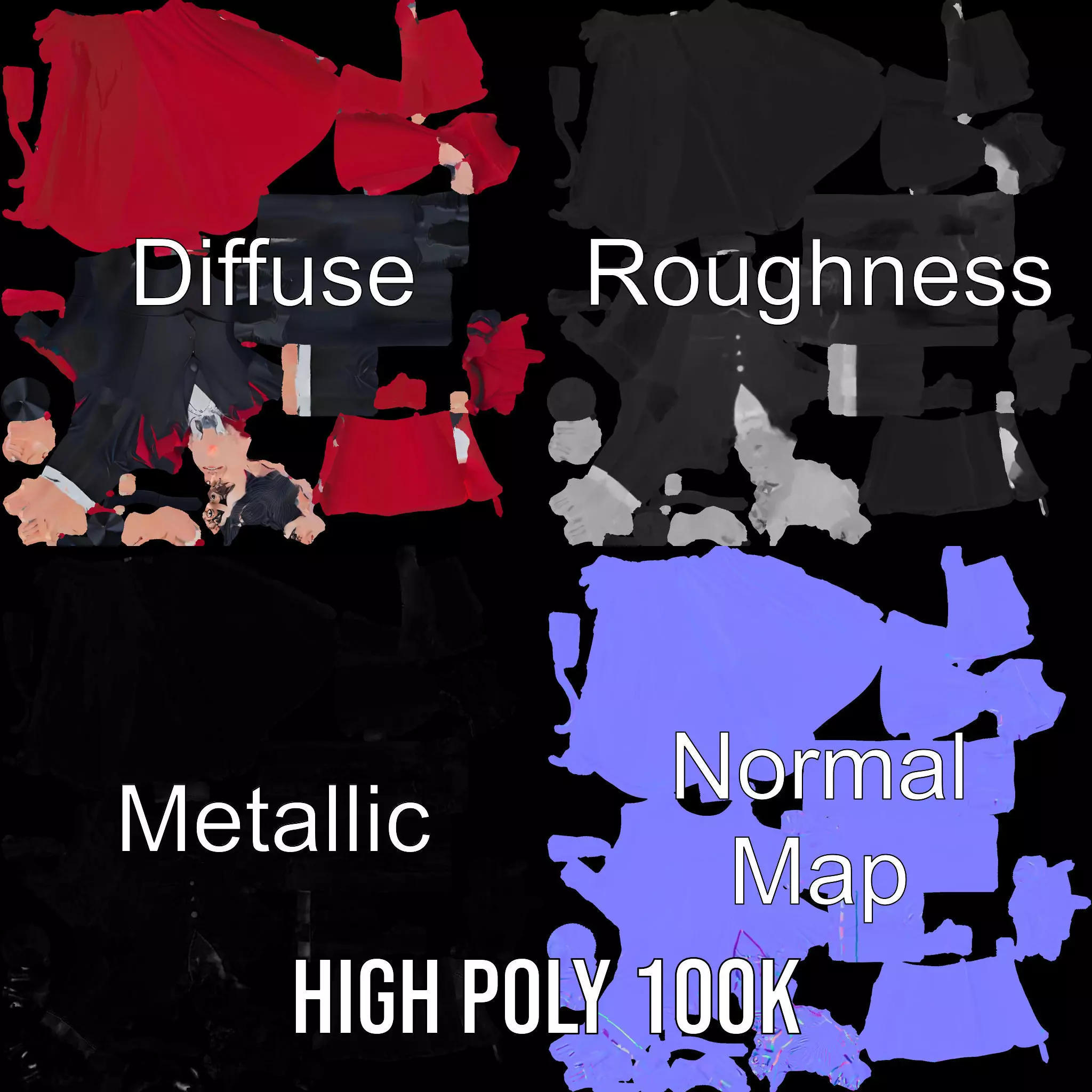 Charming Vampire Character Model Pack with Cape Low-poly 3D model_3