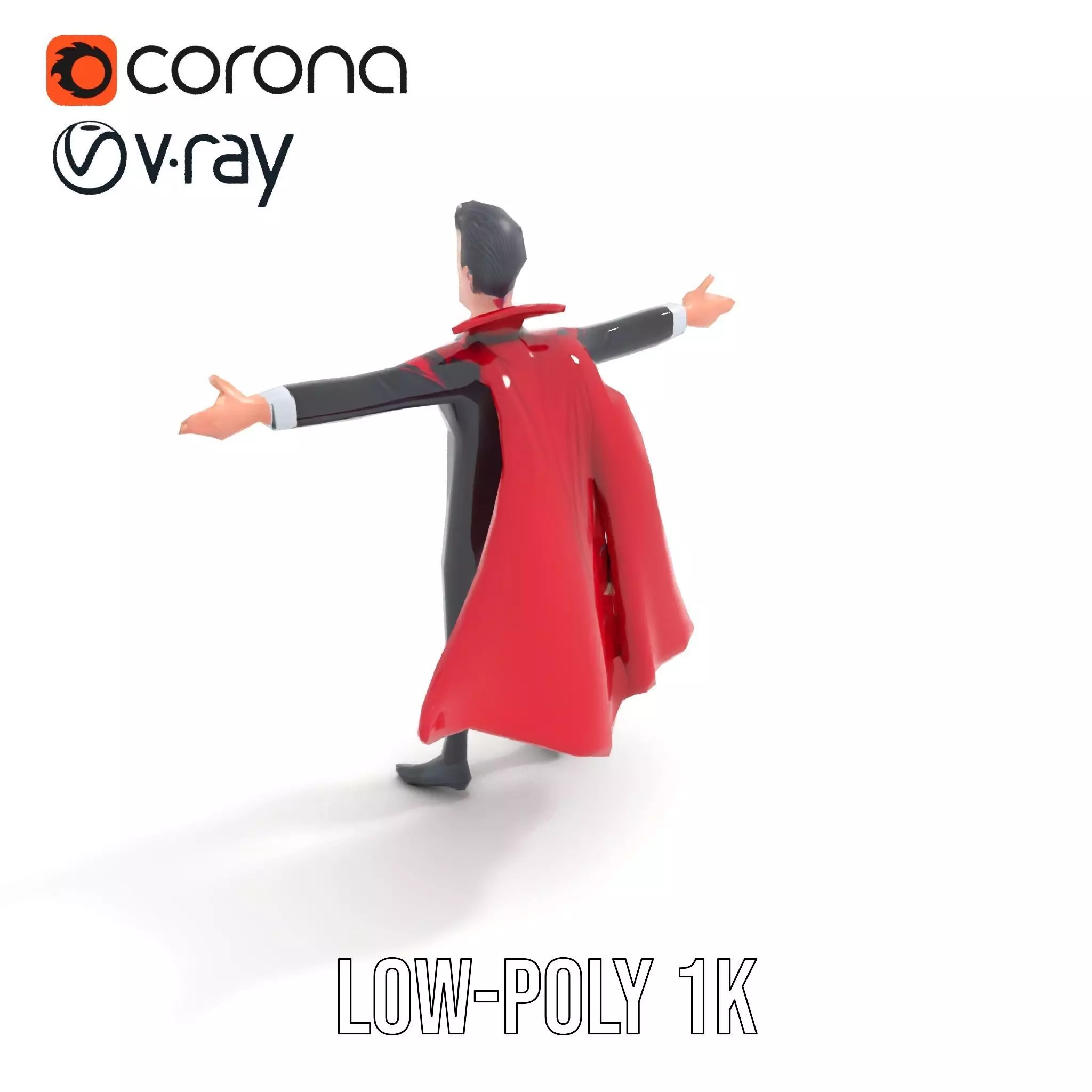 Charming Vampire Character Model Pack with Cape Low-poly 3D model_9