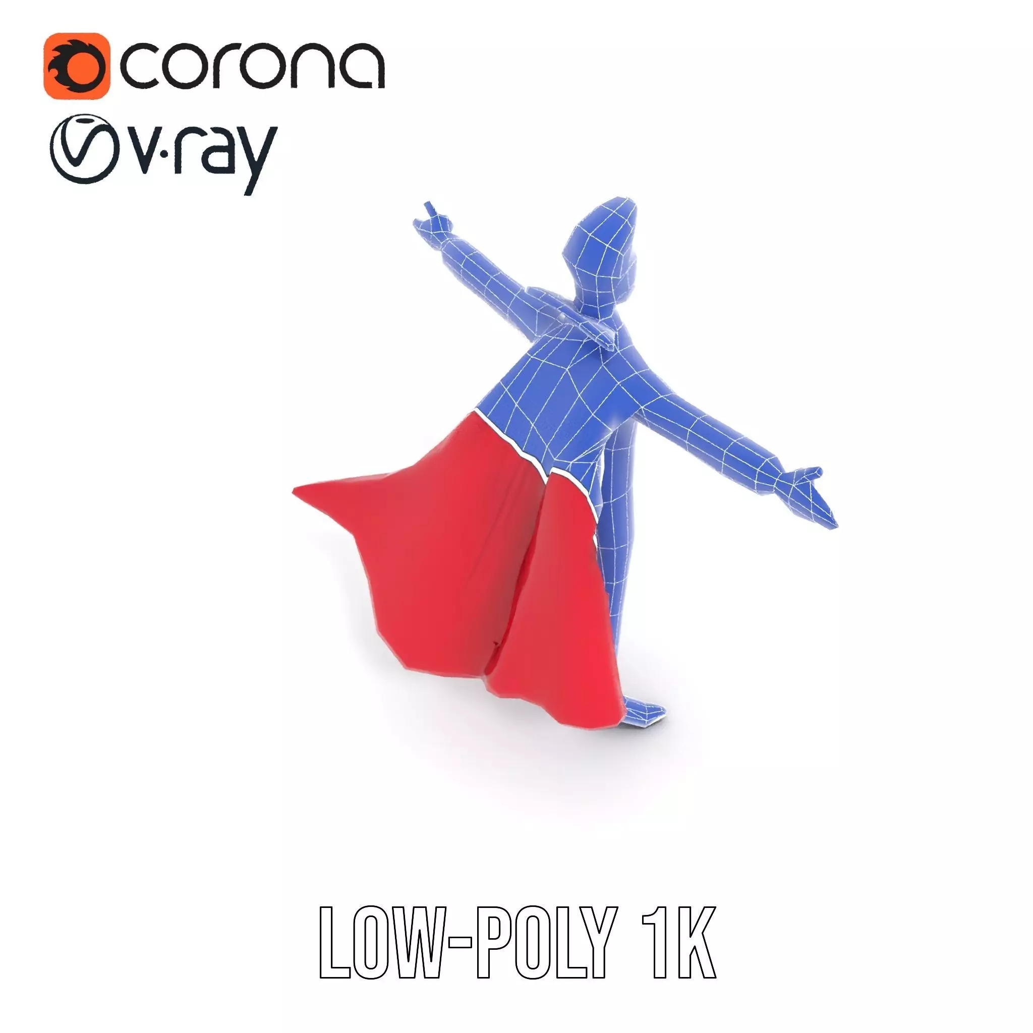 Charming Vampire Character Model Pack with Cape Low-poly 3D model_14