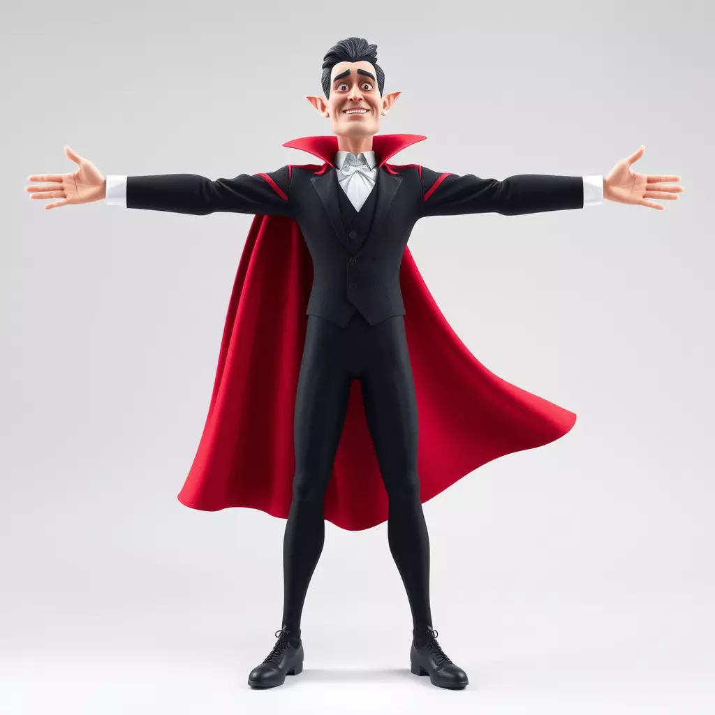 Charming Vampire Character Model Pack with Cape Low-poly 3D model_2