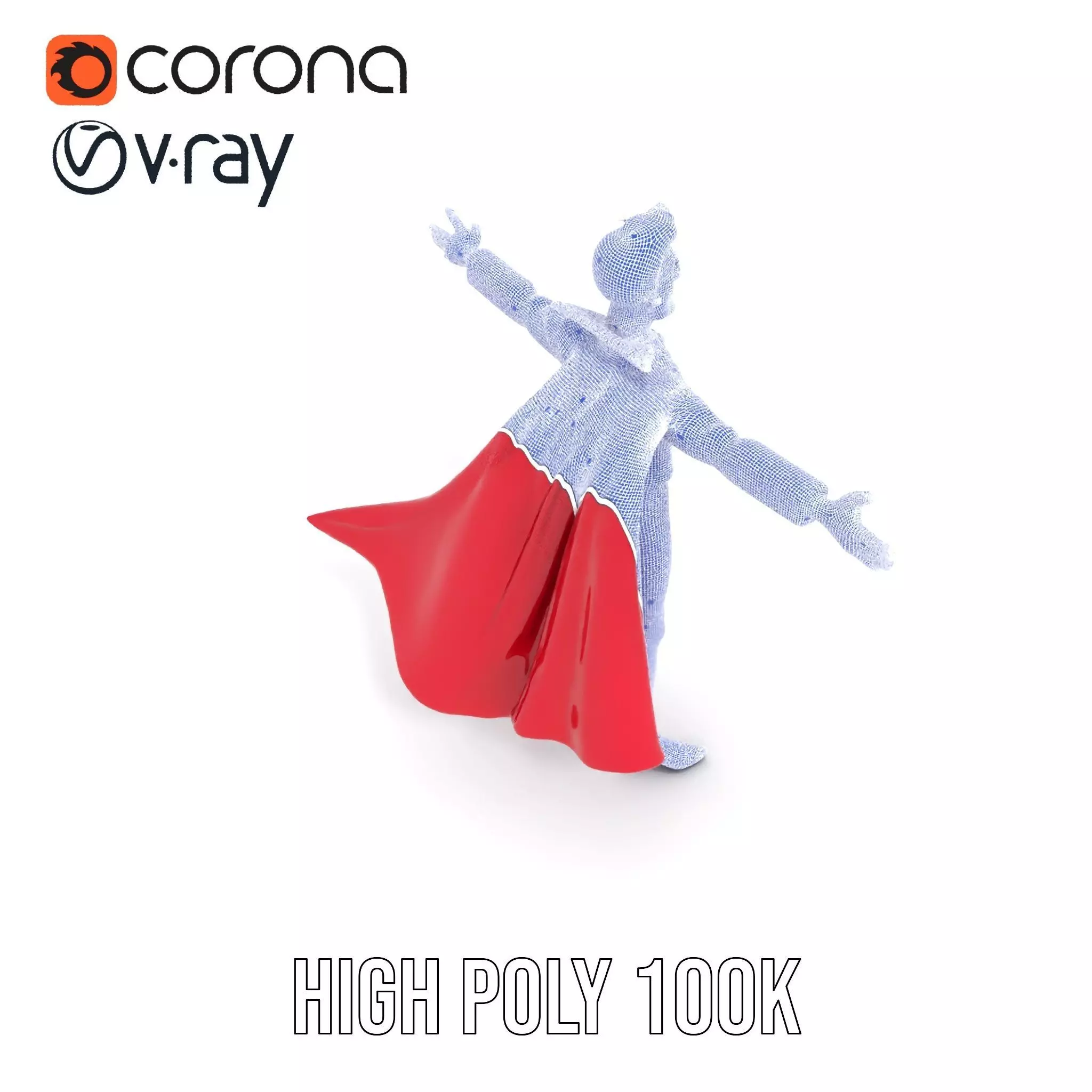 Charming Vampire Character Model Pack with Cape Low-poly 3D model_32