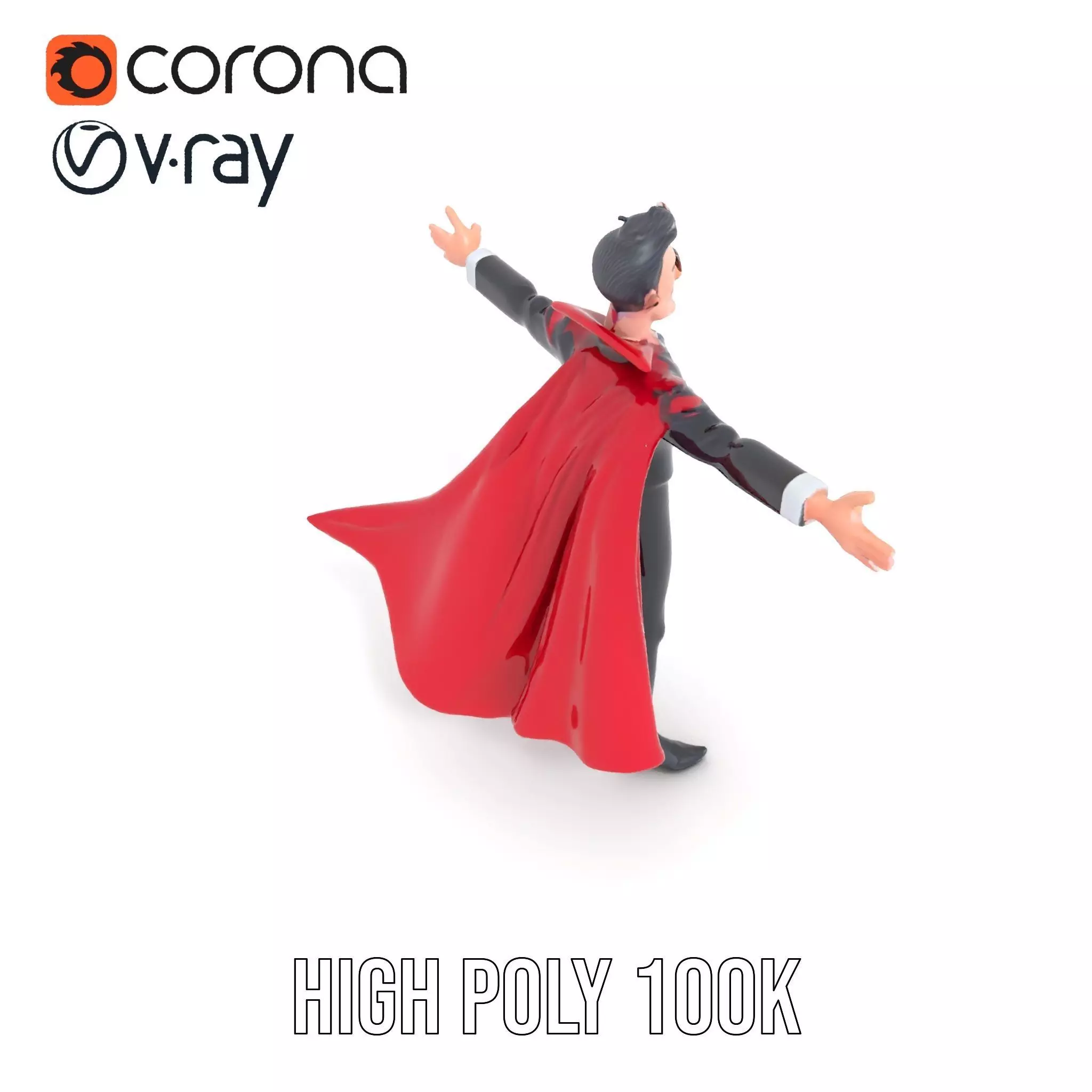 Charming Vampire Character Model Pack with Cape Low-poly 3D model_12