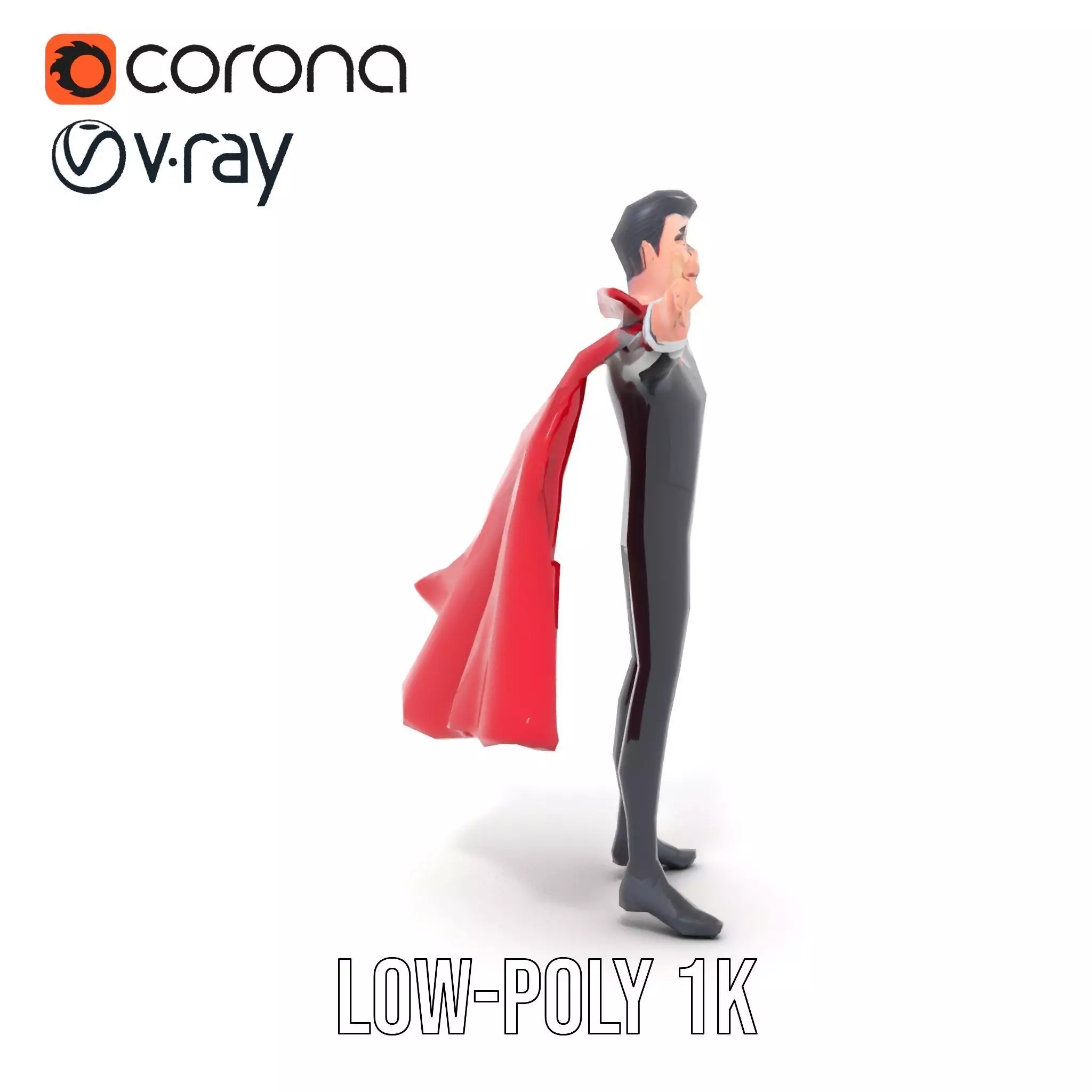 Charming Vampire Character Model Pack with Cape Low-poly 3D model_22