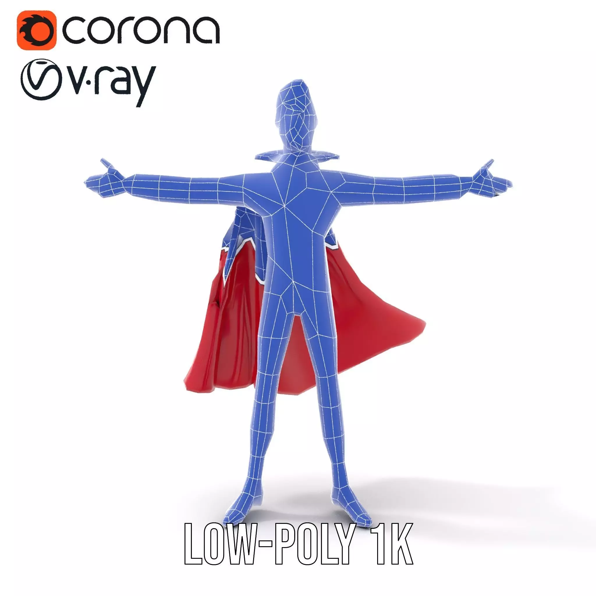 Charming Vampire Character Model Pack with Cape Low-poly 3D model_17