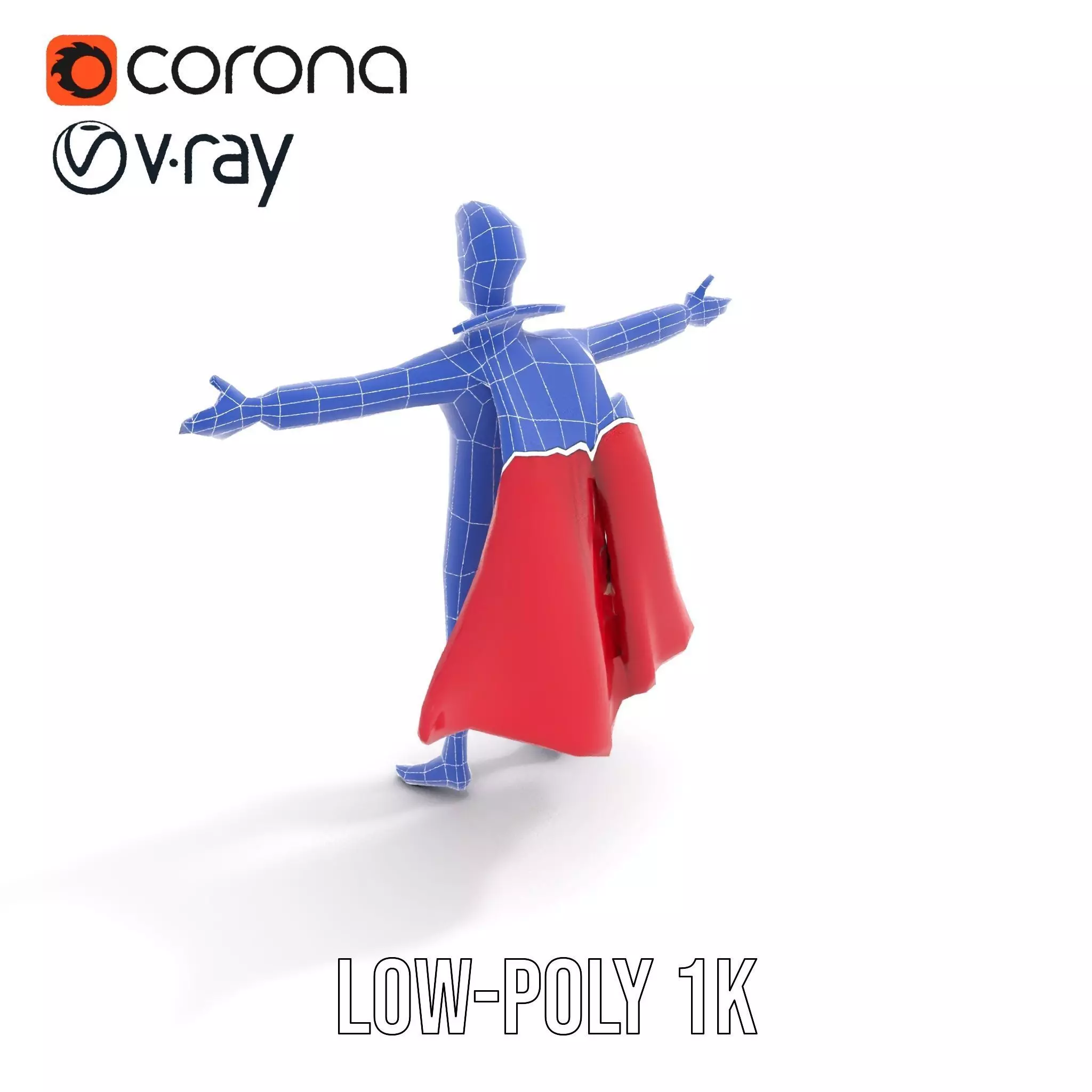 Charming Vampire Character Model Pack with Cape Low-poly 3D model_24