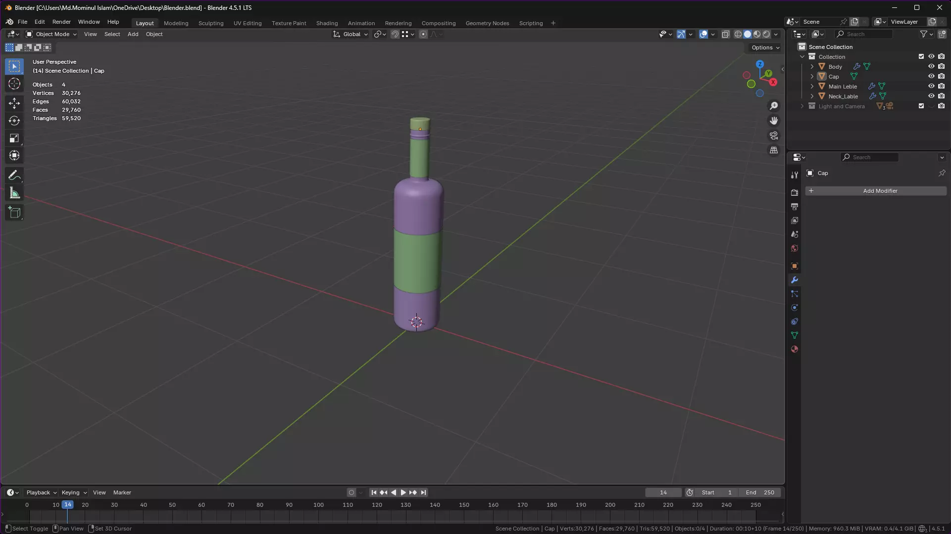 White Wine Bottle 3D model_20