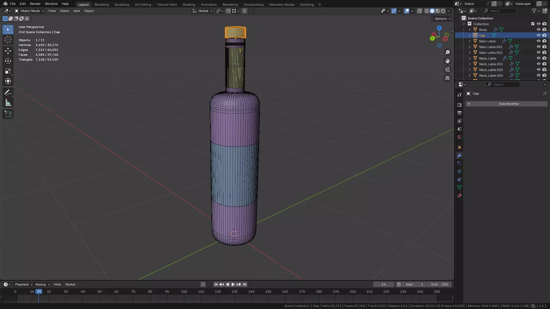 White Wine Bottle 3D model_26