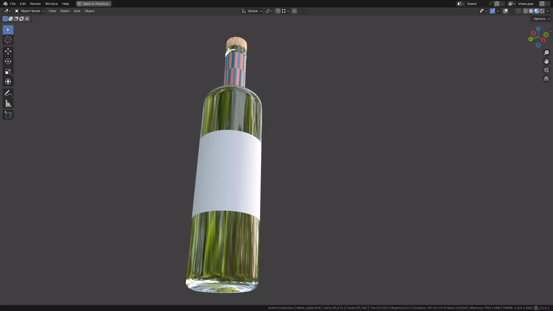 White Wine Bottle 3D model_21
