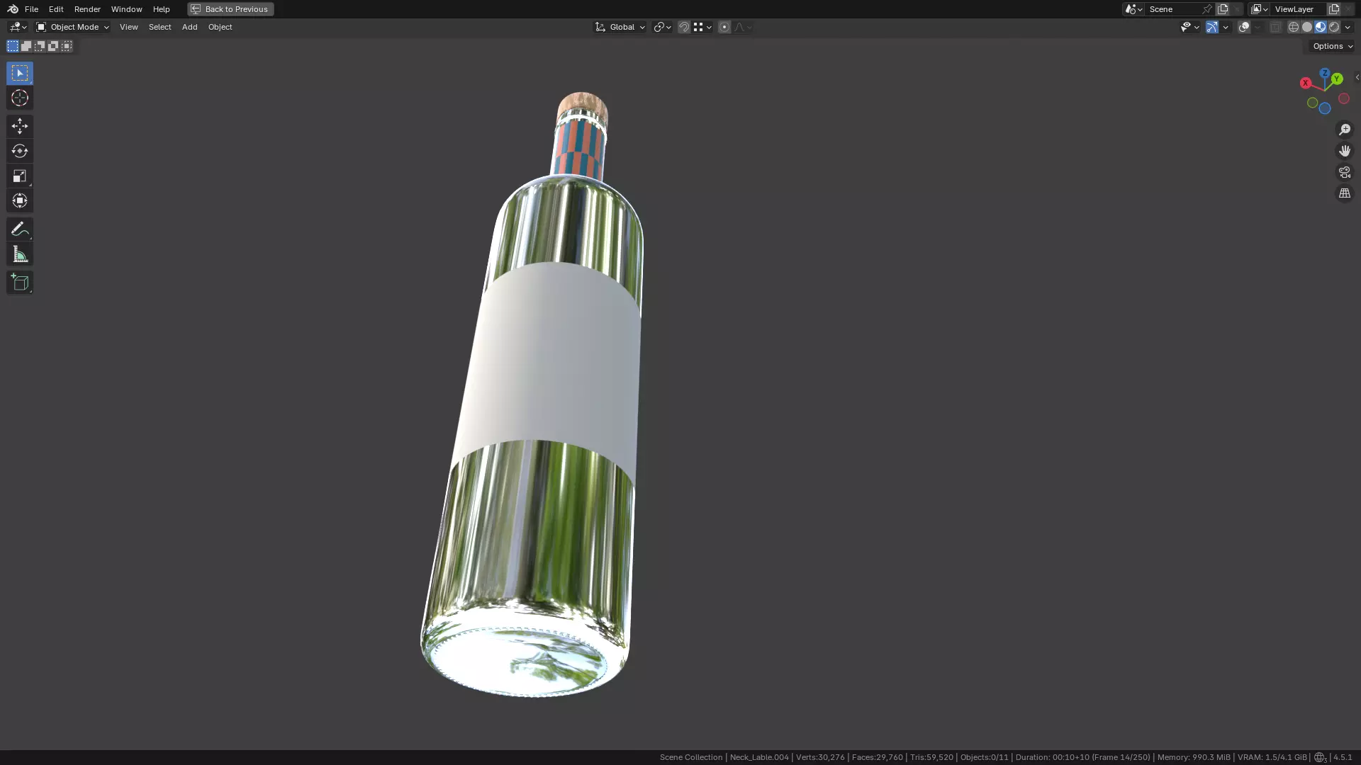 White Wine Bottle 3D model_14