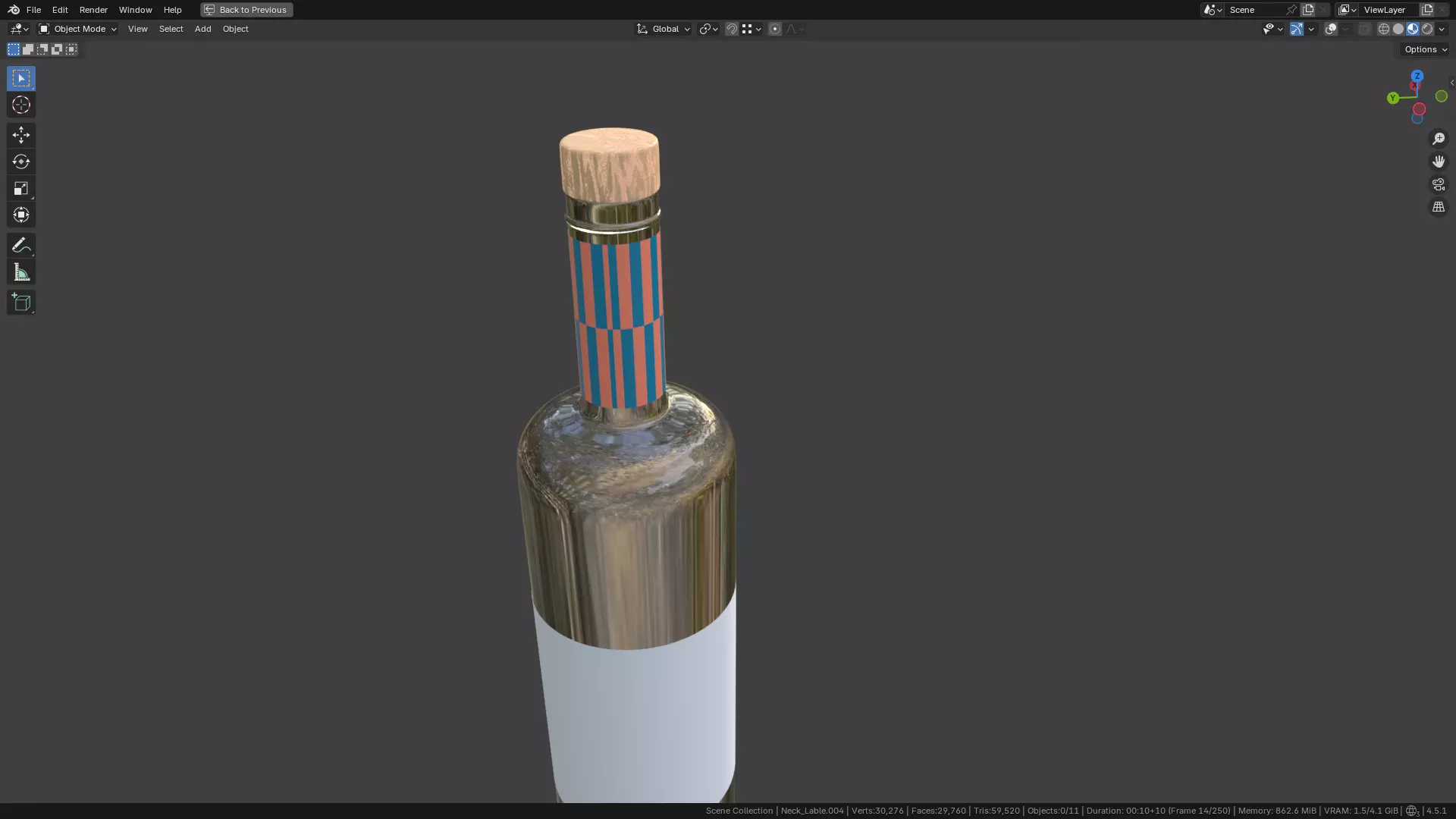 White Wine Bottle 3D model_6