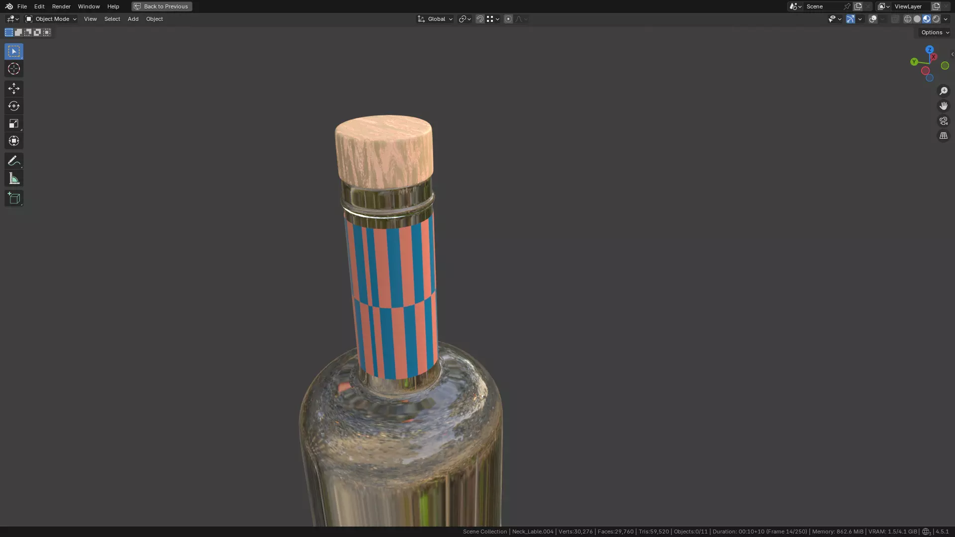 White Wine Bottle 3D model_4