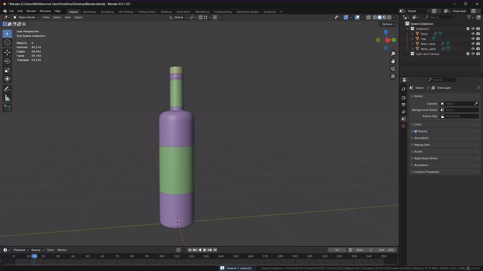 White Wine Bottle 3D model_39