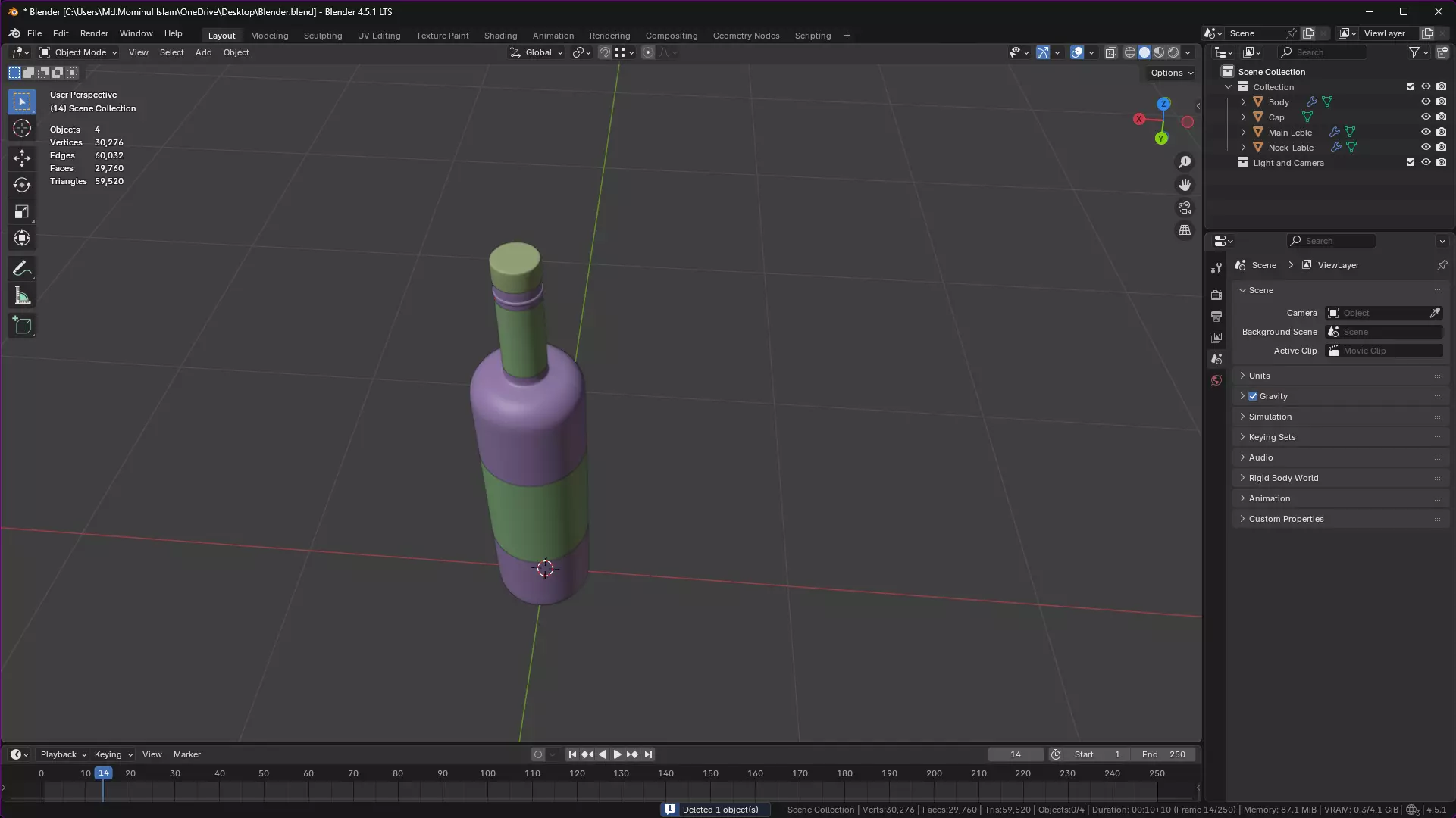 White Wine Bottle 3D model_33