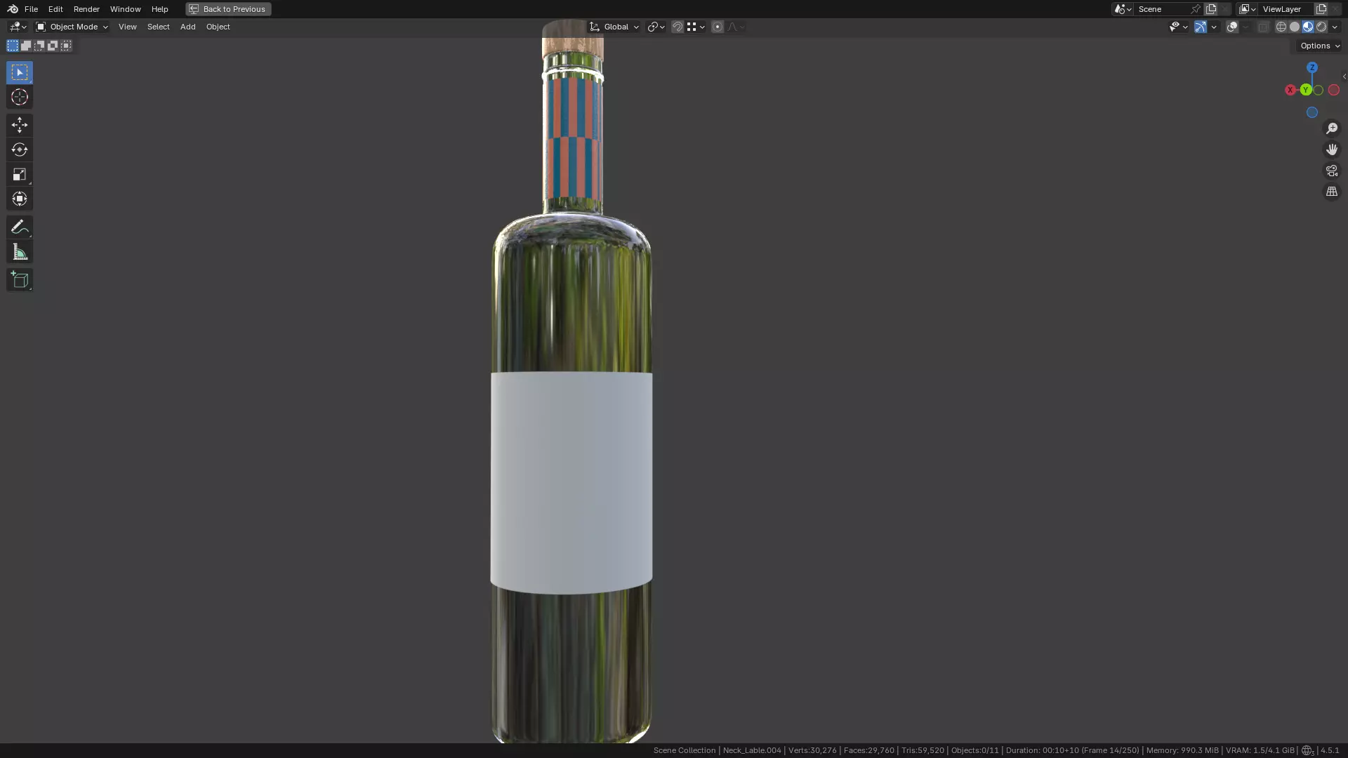 White Wine Bottle 3D model_13