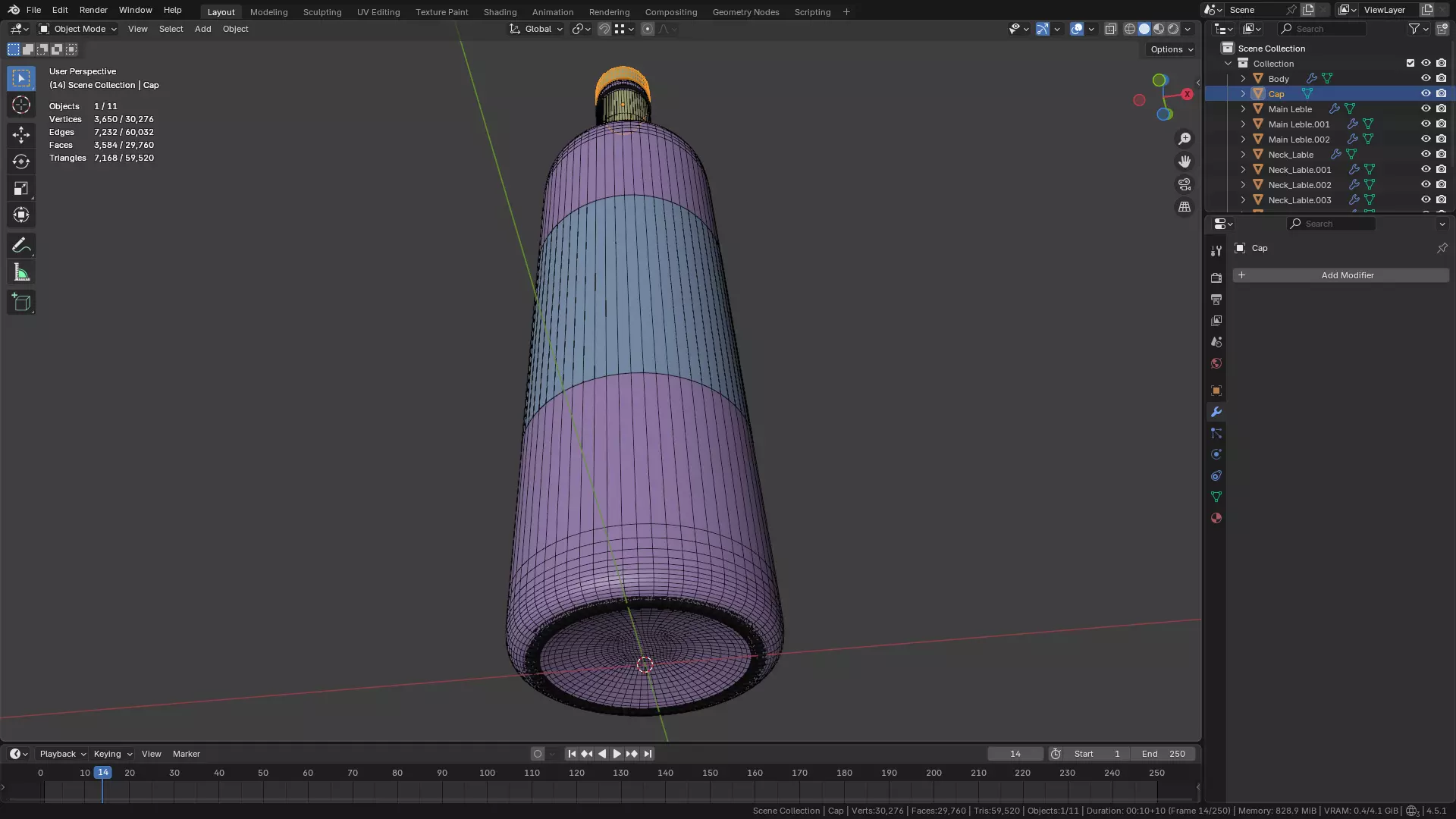 White Wine Bottle 3D model_25