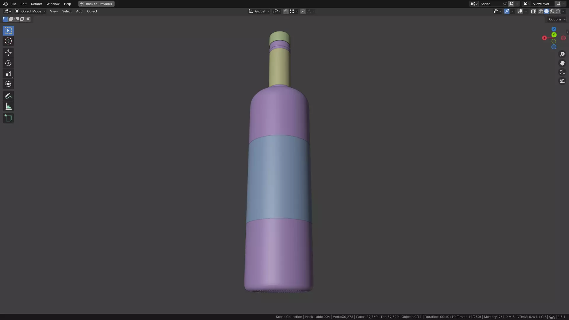 White Wine Bottle 3D model_12