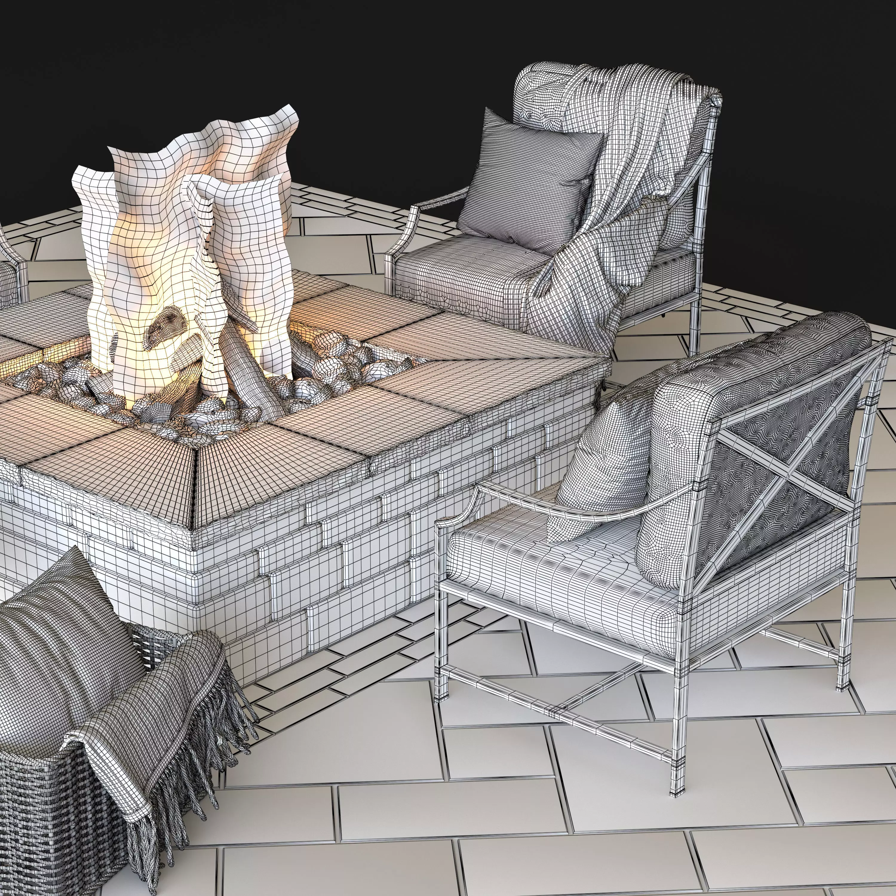 Lounge area and  fire pit 2 3D model_12