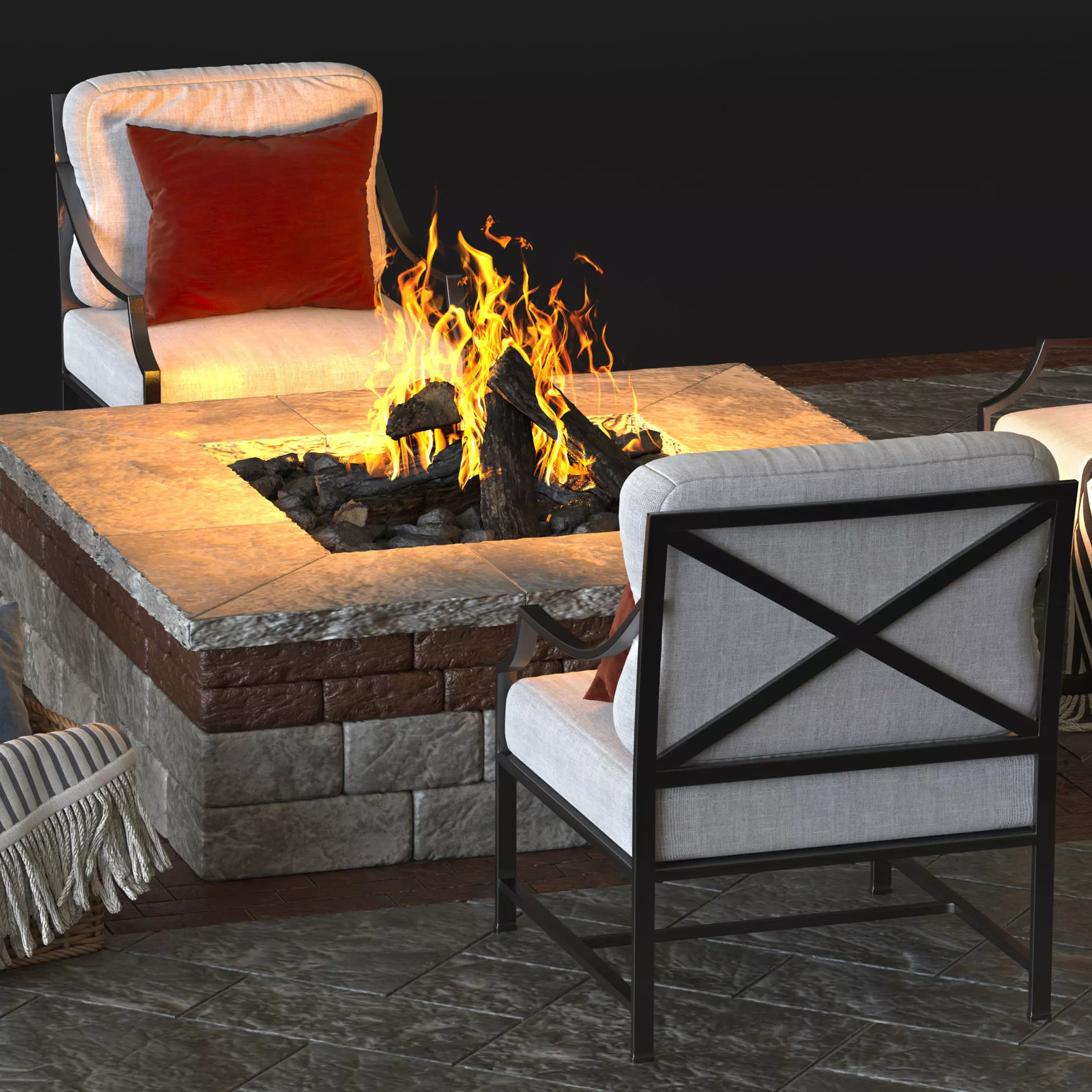 Lounge area and  fire pit 2 3D model_8