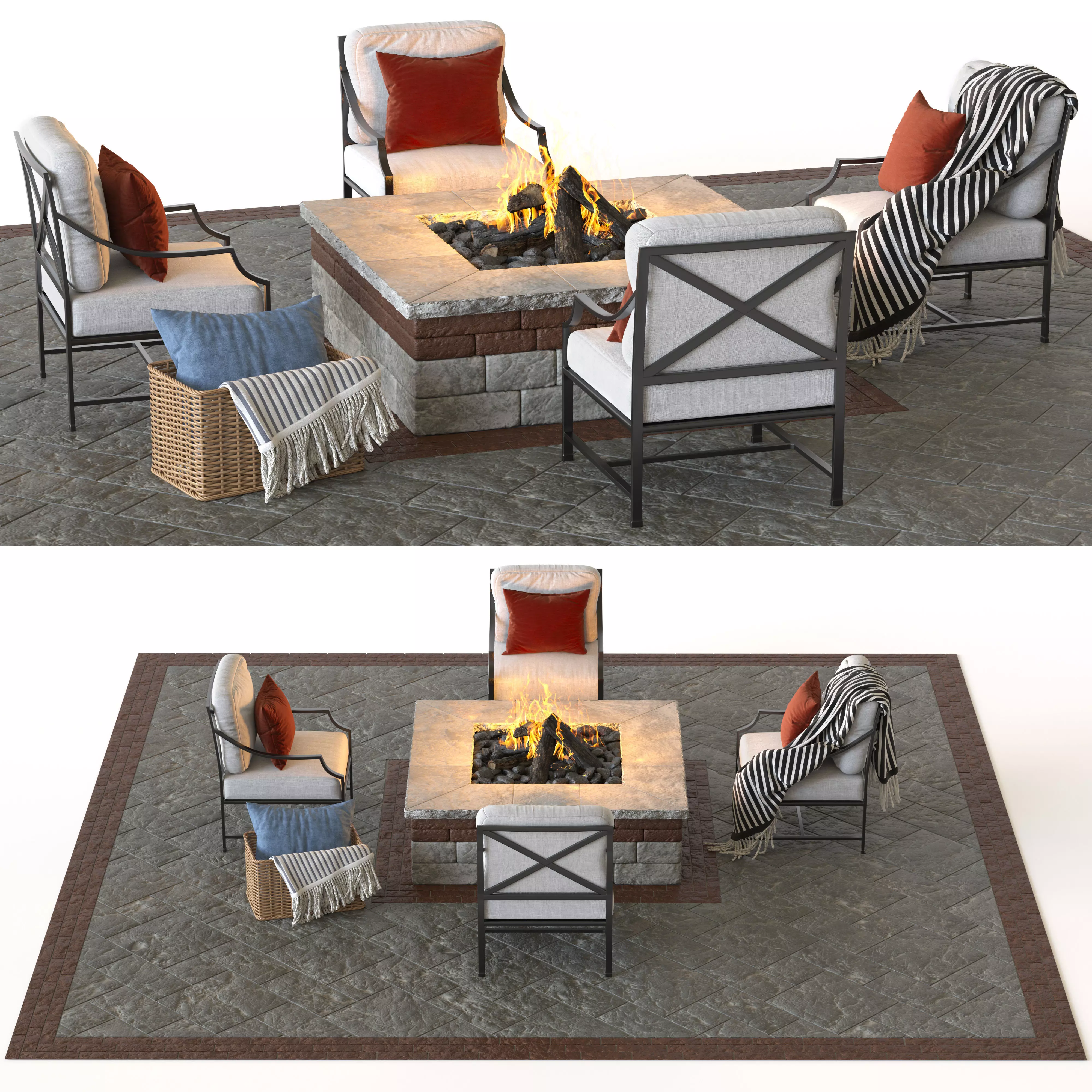 Lounge area and  fire pit 2 3D model_0