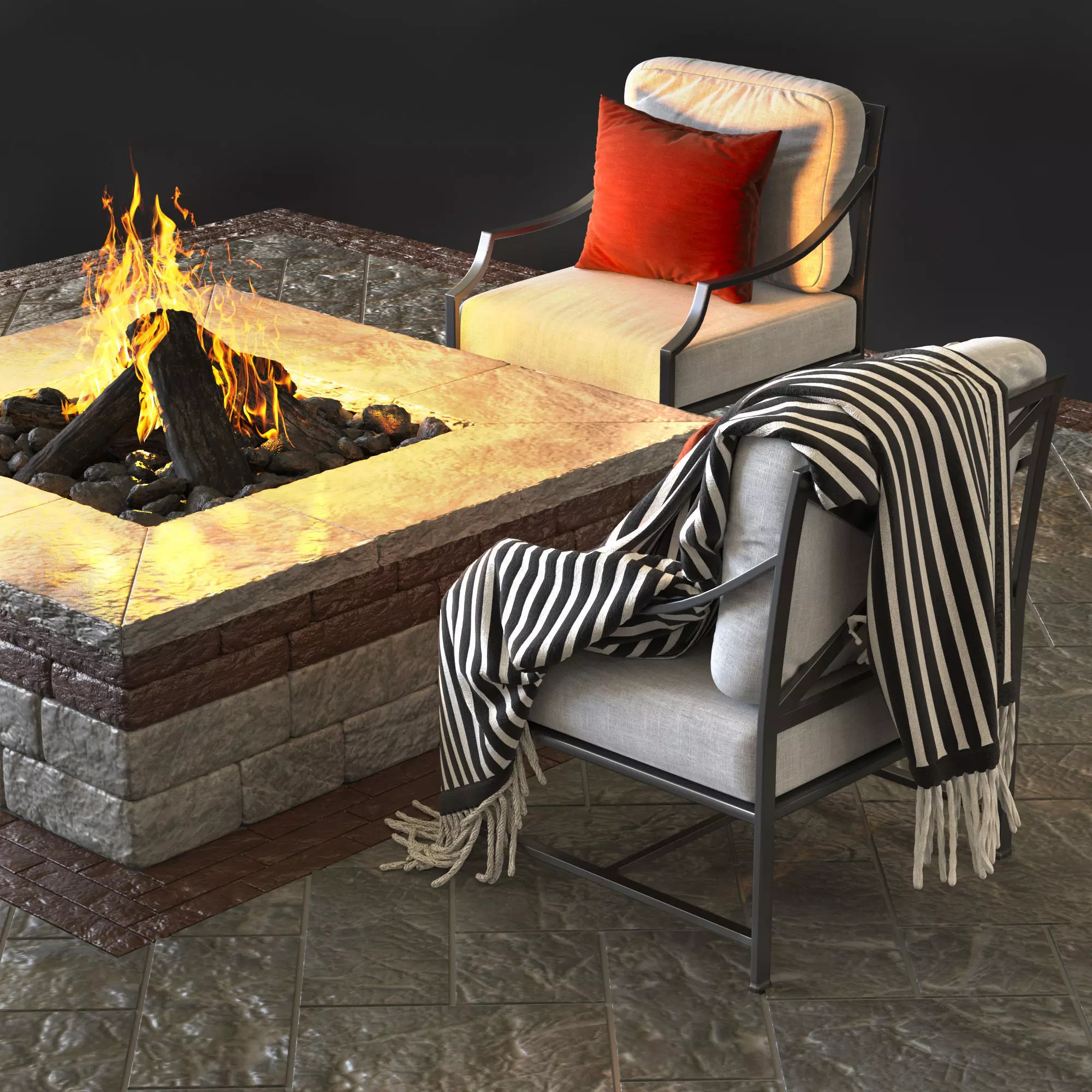 Lounge area and  fire pit 2 3D model_9