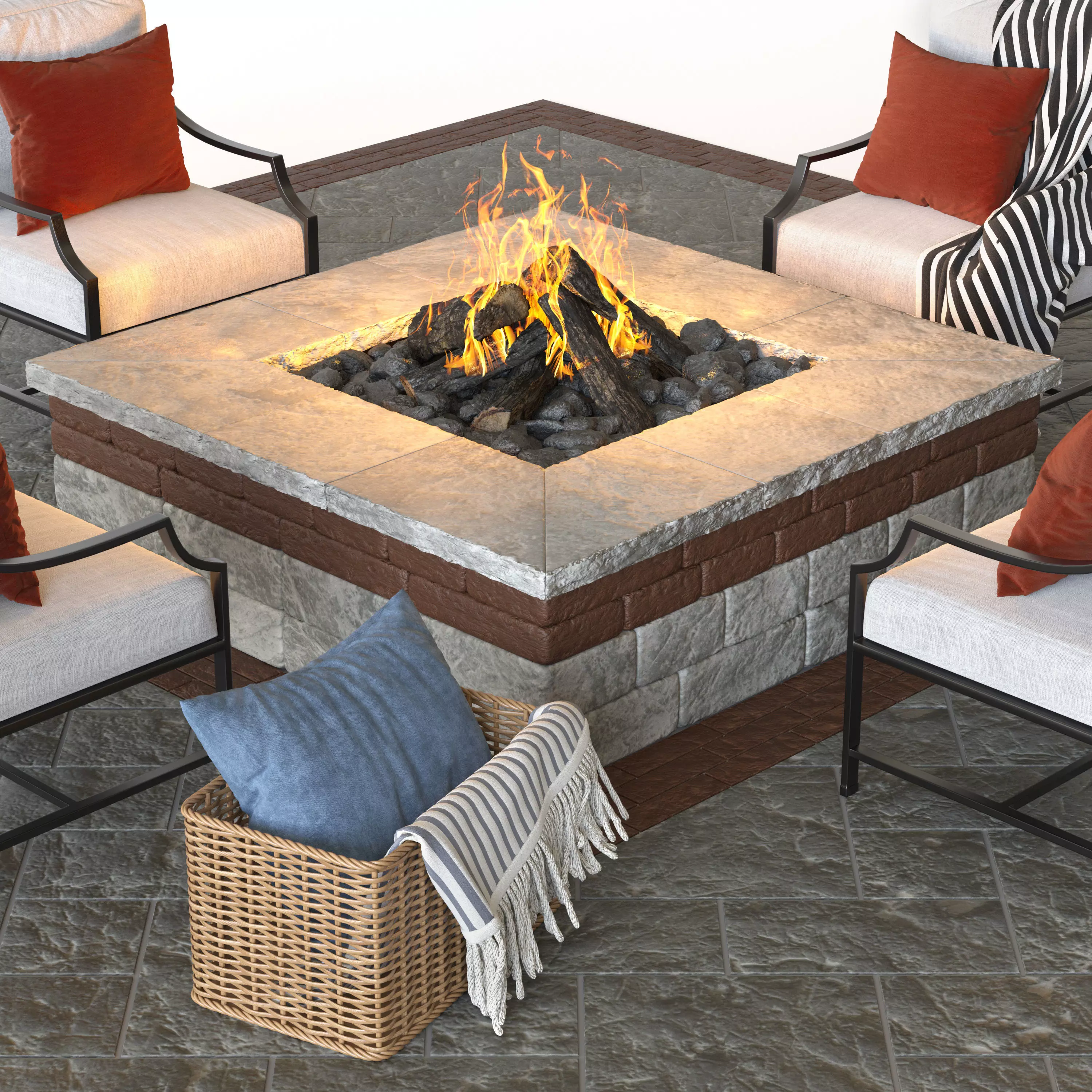 Lounge area and  fire pit 2 3D model_7