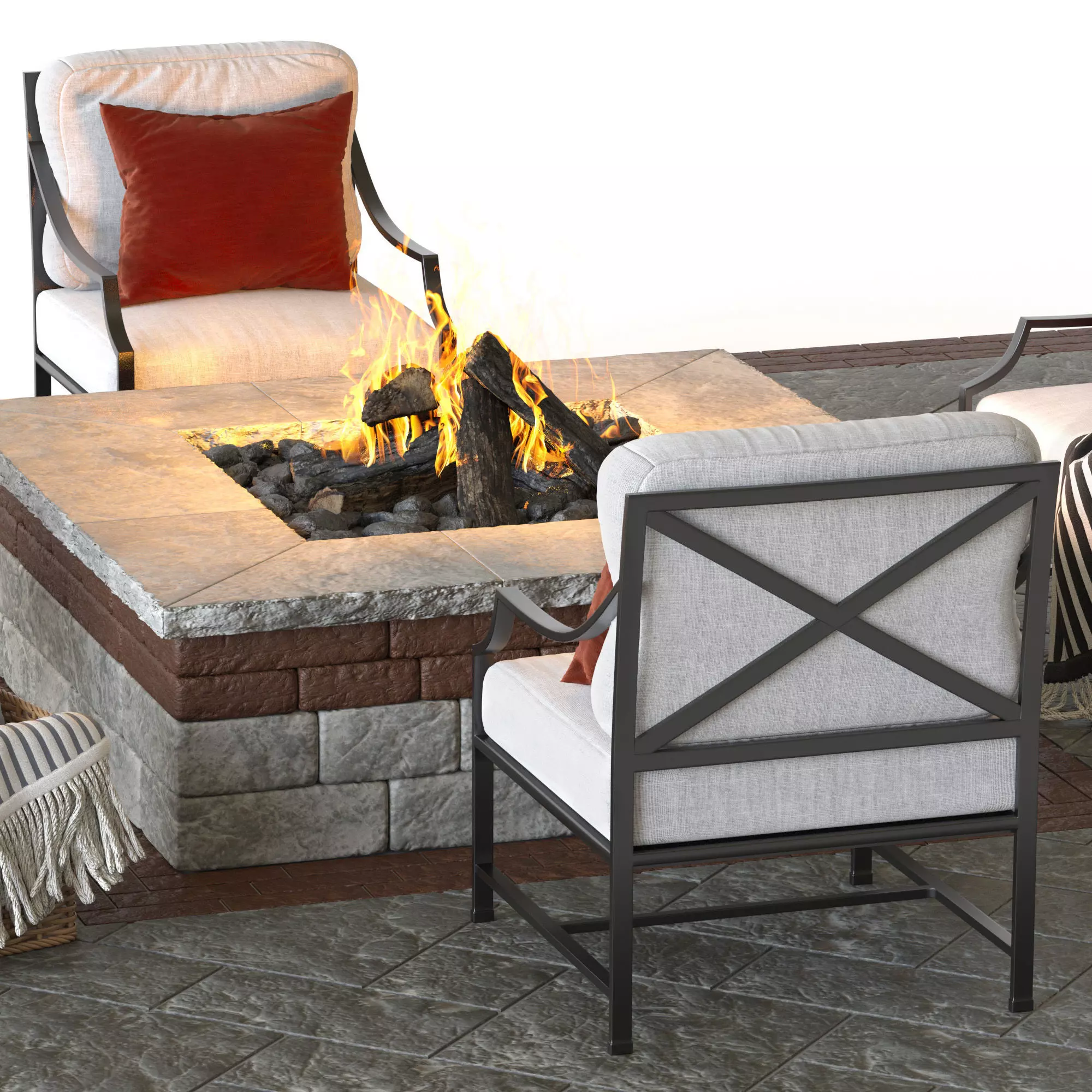Lounge area and  fire pit 2 3D model_1