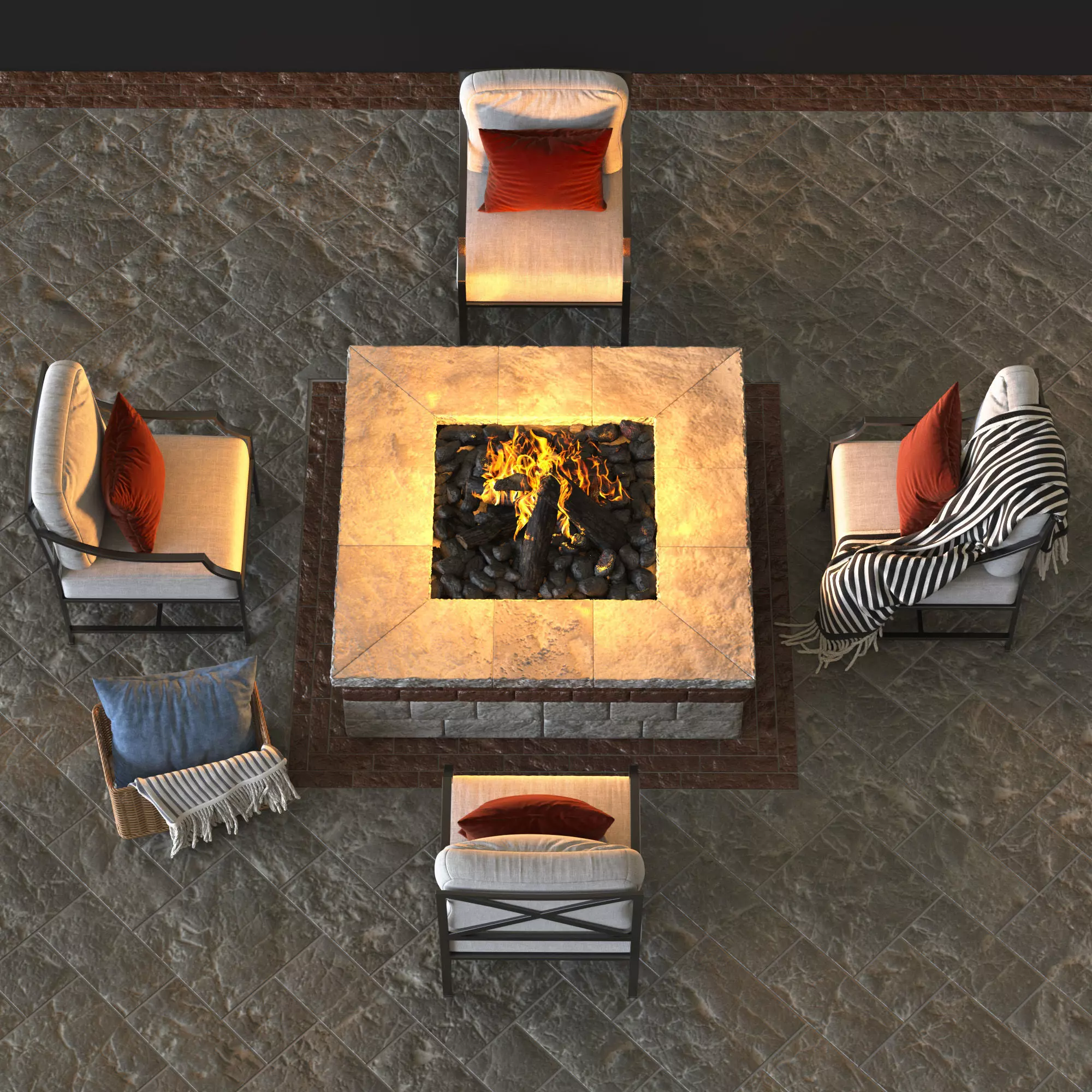 Lounge area and  fire pit 2 3D model_2