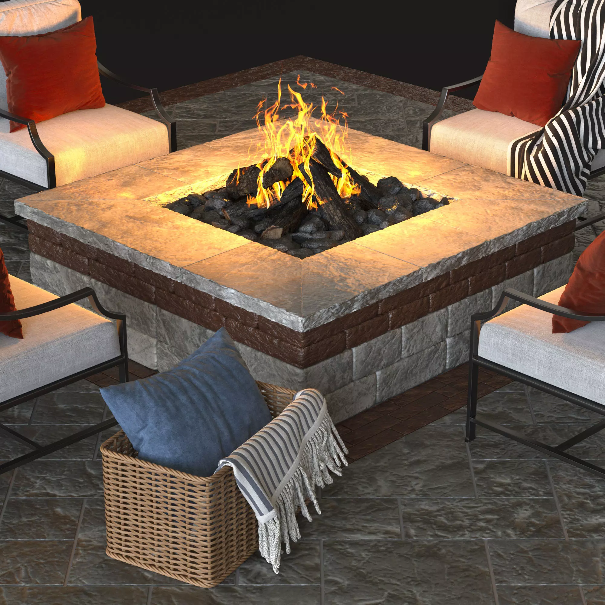 Lounge area and  fire pit 2 3D model_5