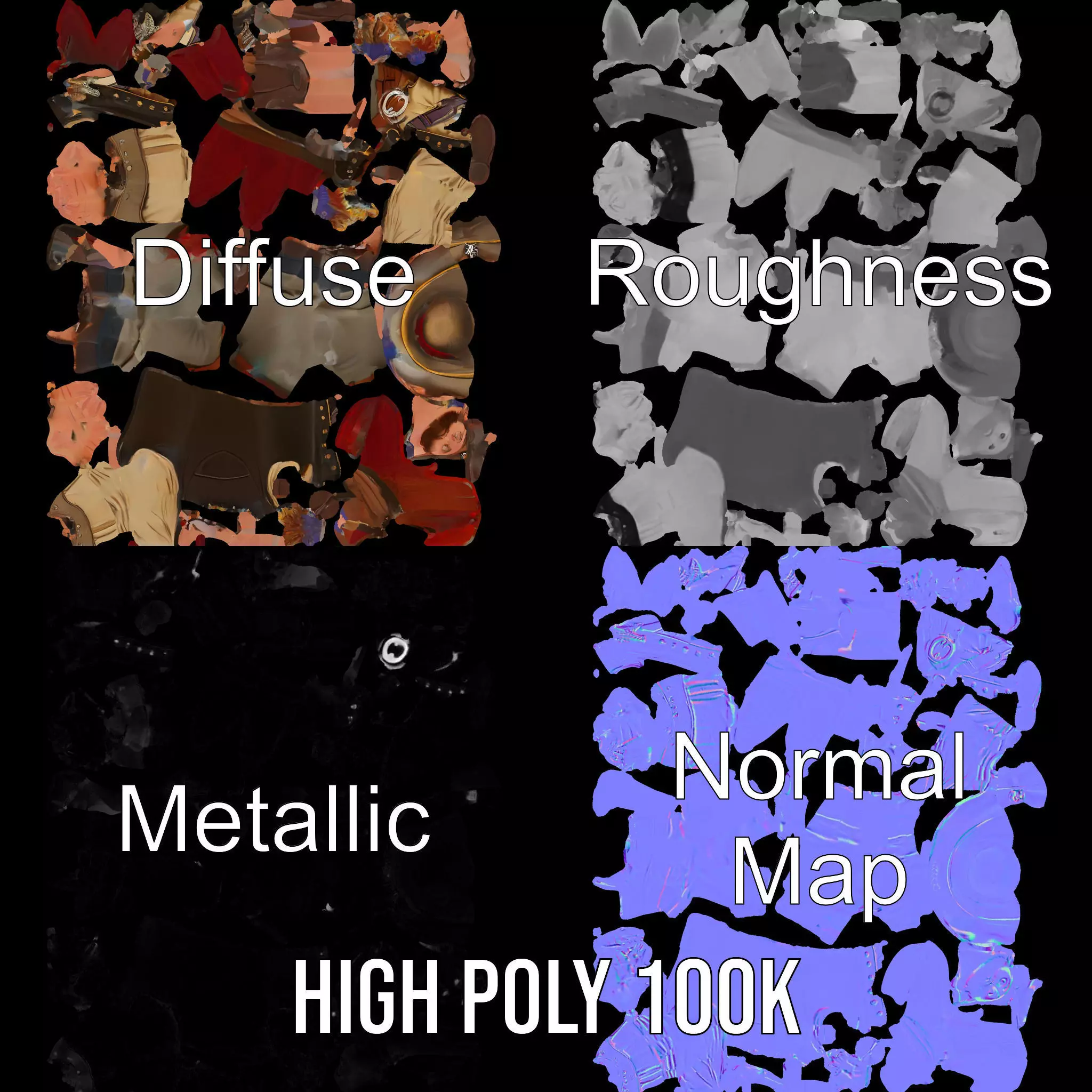 Pirate Character Model Pack with Detailed Textures Low-poly 3D model_3