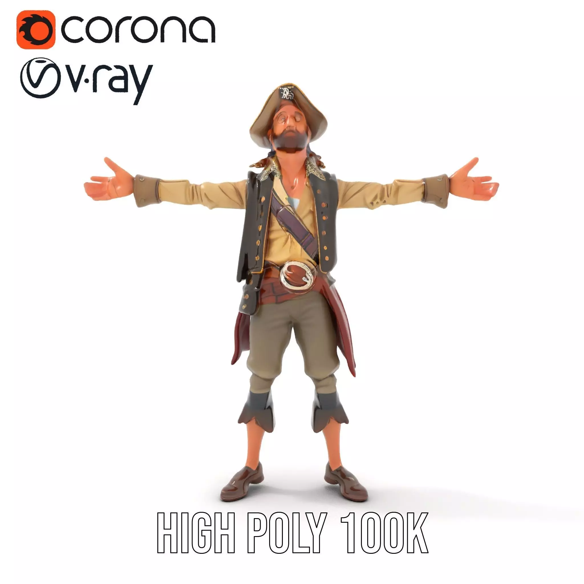 Pirate Character Model Pack with Detailed Textures Low-poly 3D model_12