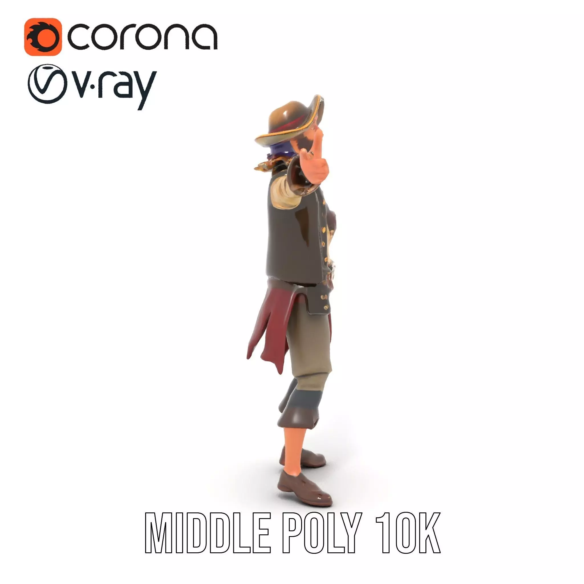 Pirate Character Model Pack with Detailed Textures Low-poly 3D model_21