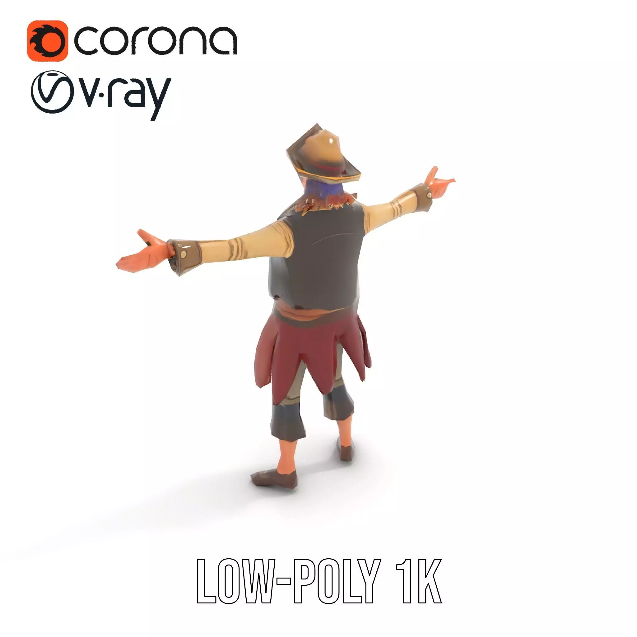 Pirate Character Model Pack with Detailed Textures Low-poly 3D model_24
