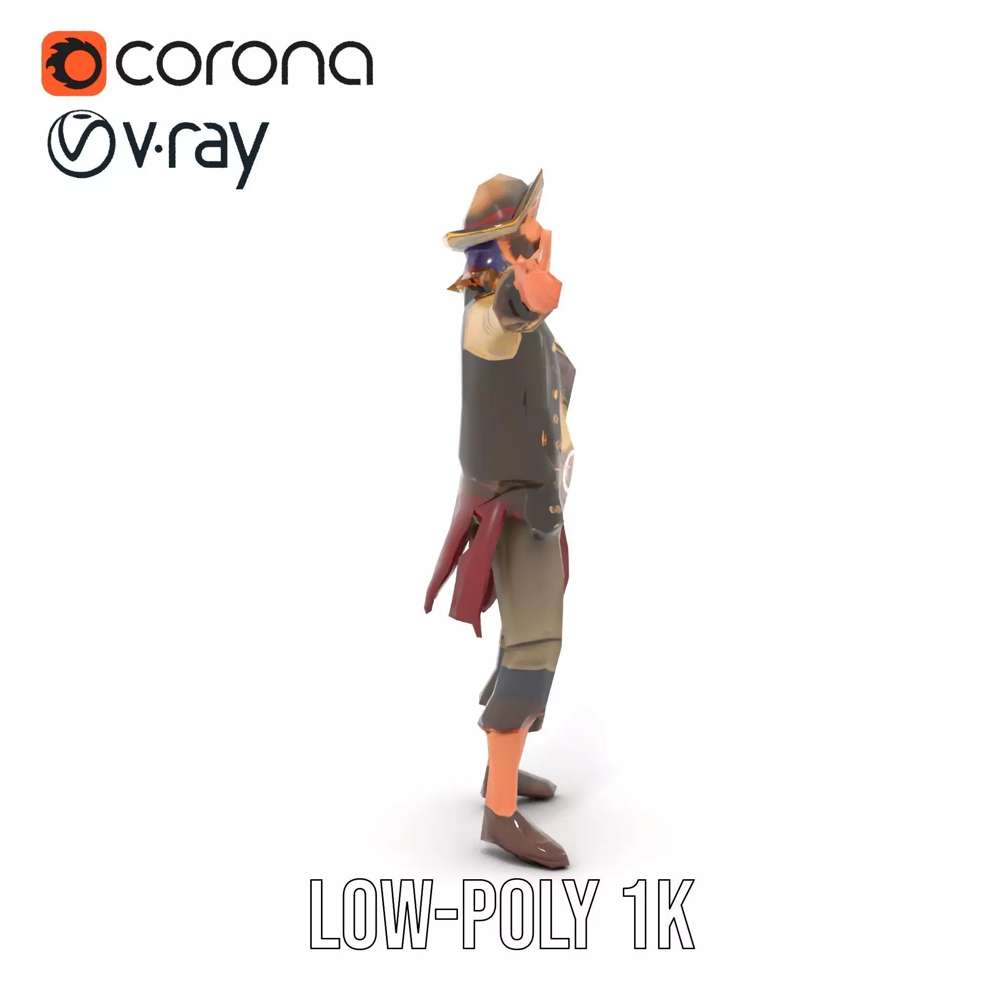 Pirate Character Model Pack with Detailed Textures Low-poly 3D model_16