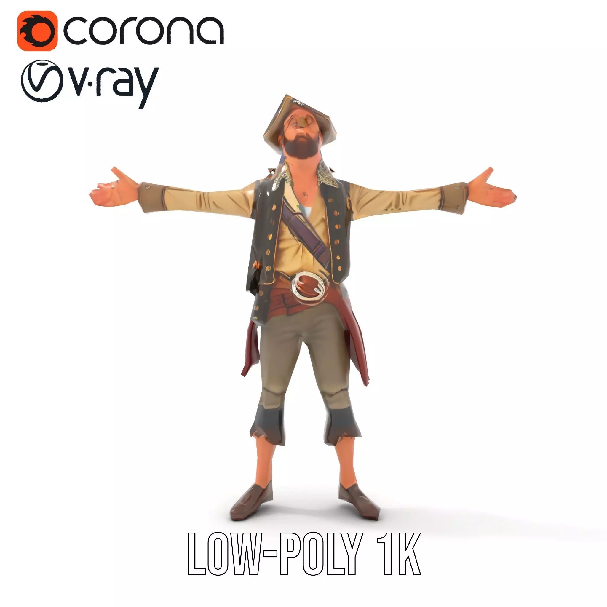 Pirate Character Model Pack with Detailed Textures Low-poly 3D model_19