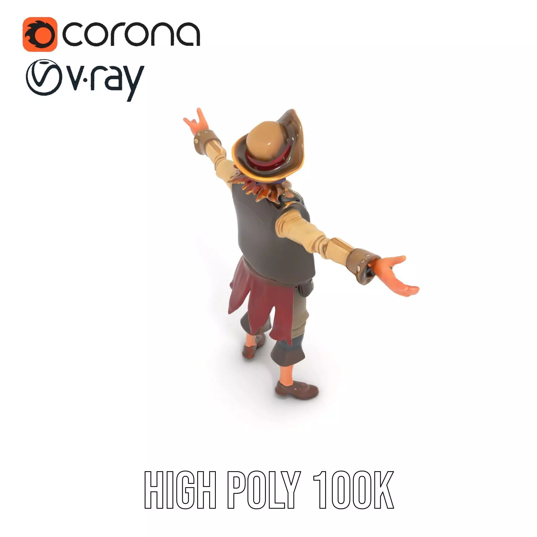 Pirate Character Model Pack with Detailed Textures Low-poly 3D model_9