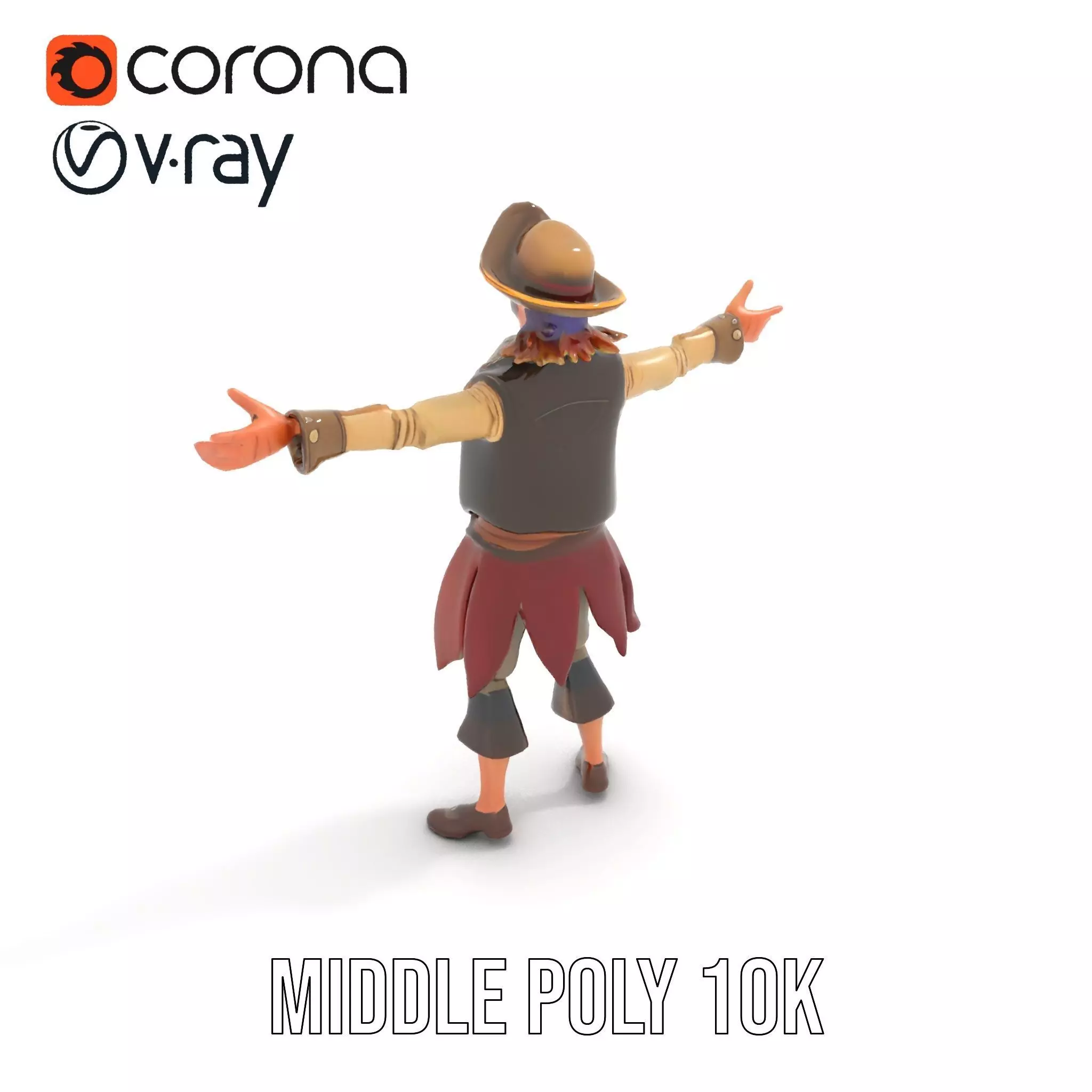 Pirate Character Model Pack with Detailed Textures Low-poly 3D model_13