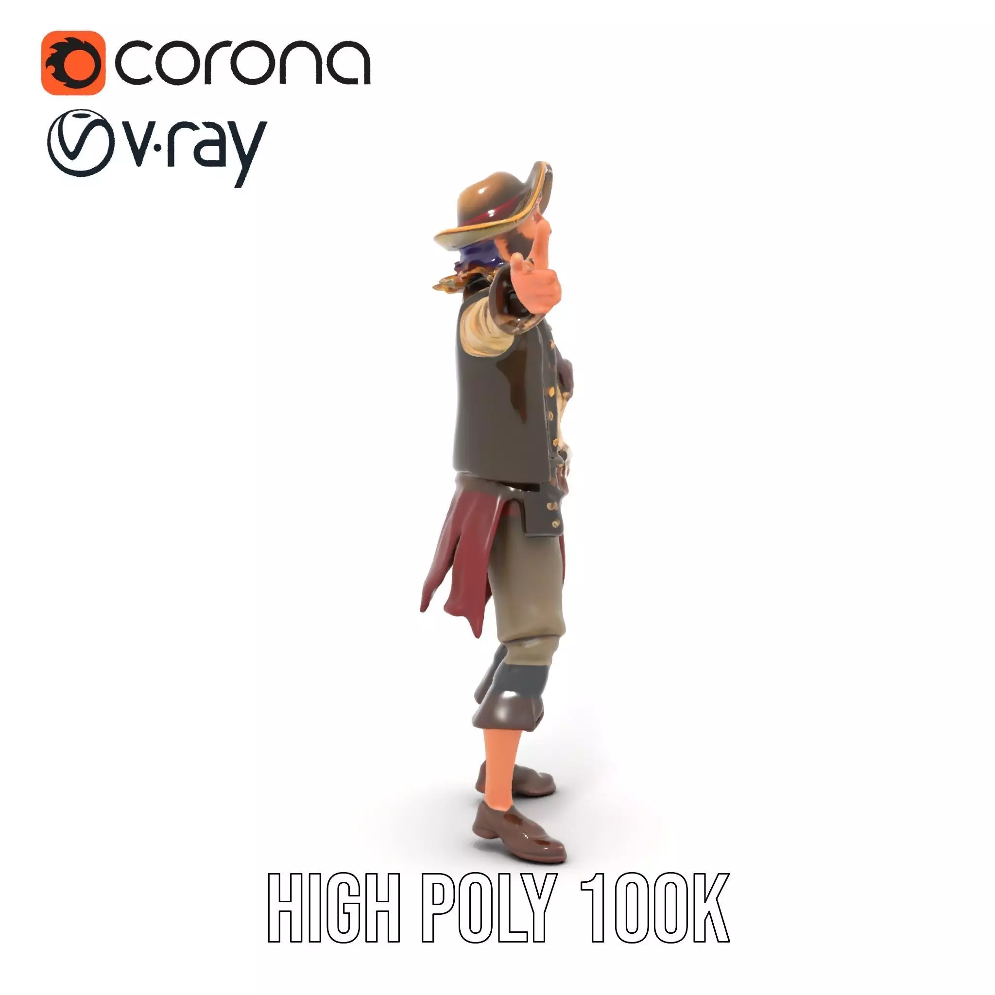 Pirate Character Model Pack with Detailed Textures Low-poly 3D model_20