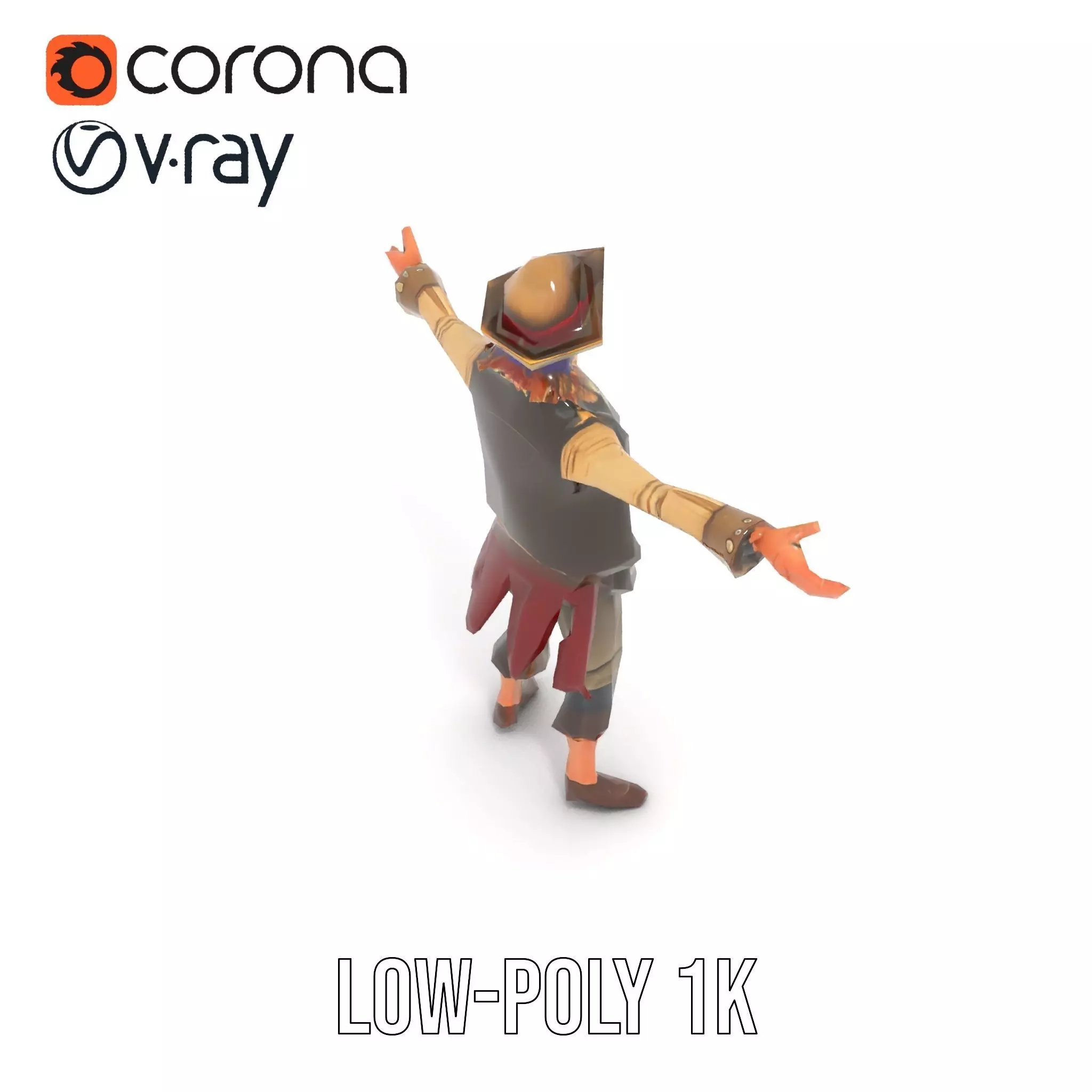 Pirate Character Model Pack with Detailed Textures Low-poly 3D model_27