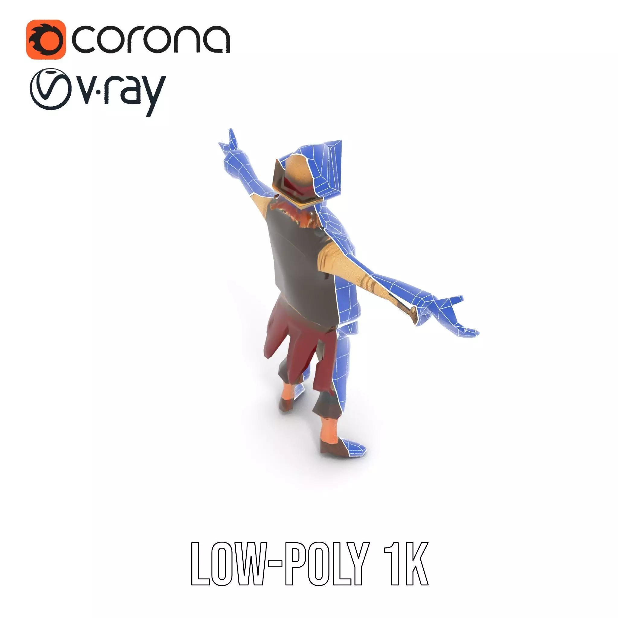 Pirate Character Model Pack with Detailed Textures Low-poly 3D model_7