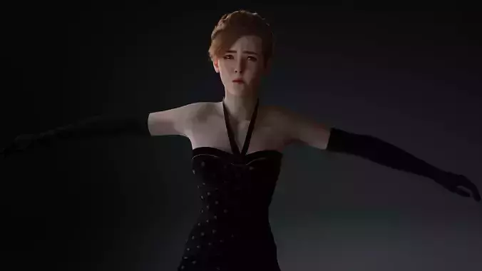 Stunning 3D Glamorous Evening Woman  High Fashion Character