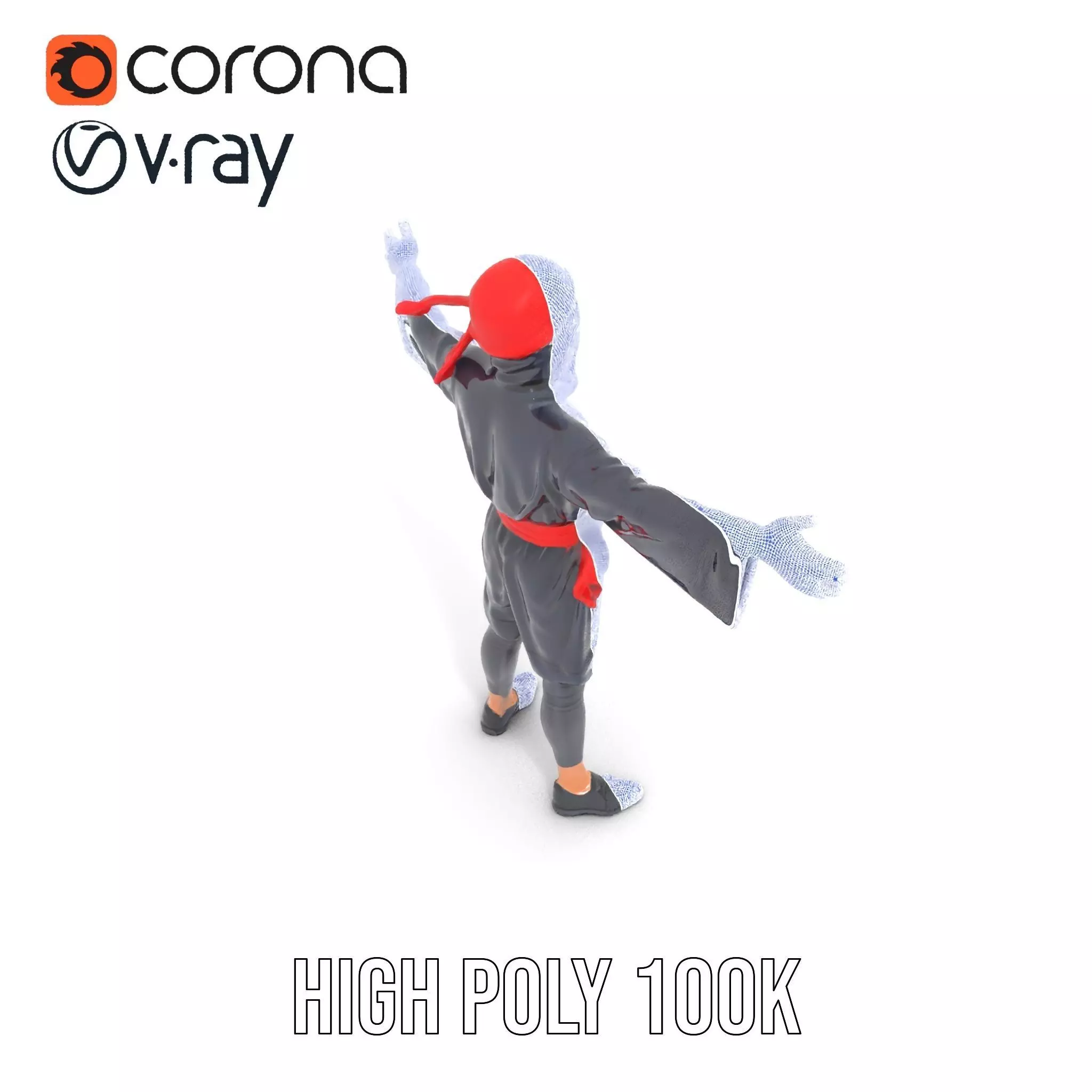 Ninja Character Model Pack with PBR Textures Low-poly 3D model_32