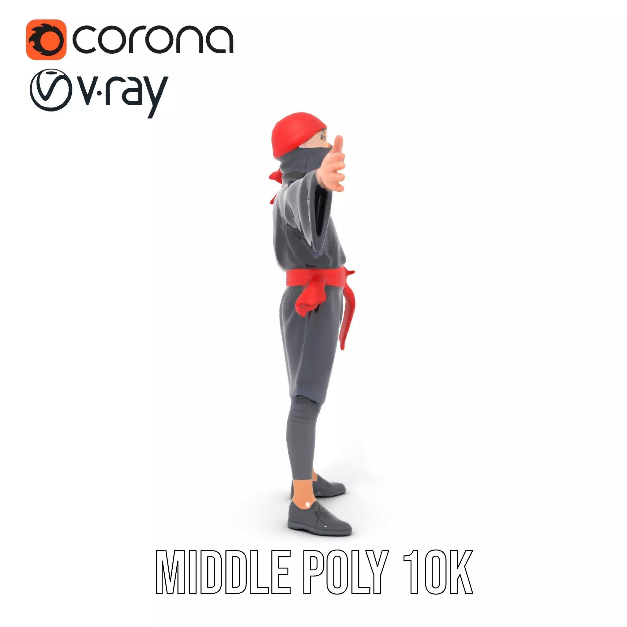 Ninja Character Model Pack with PBR Textures Low-poly 3D model_24