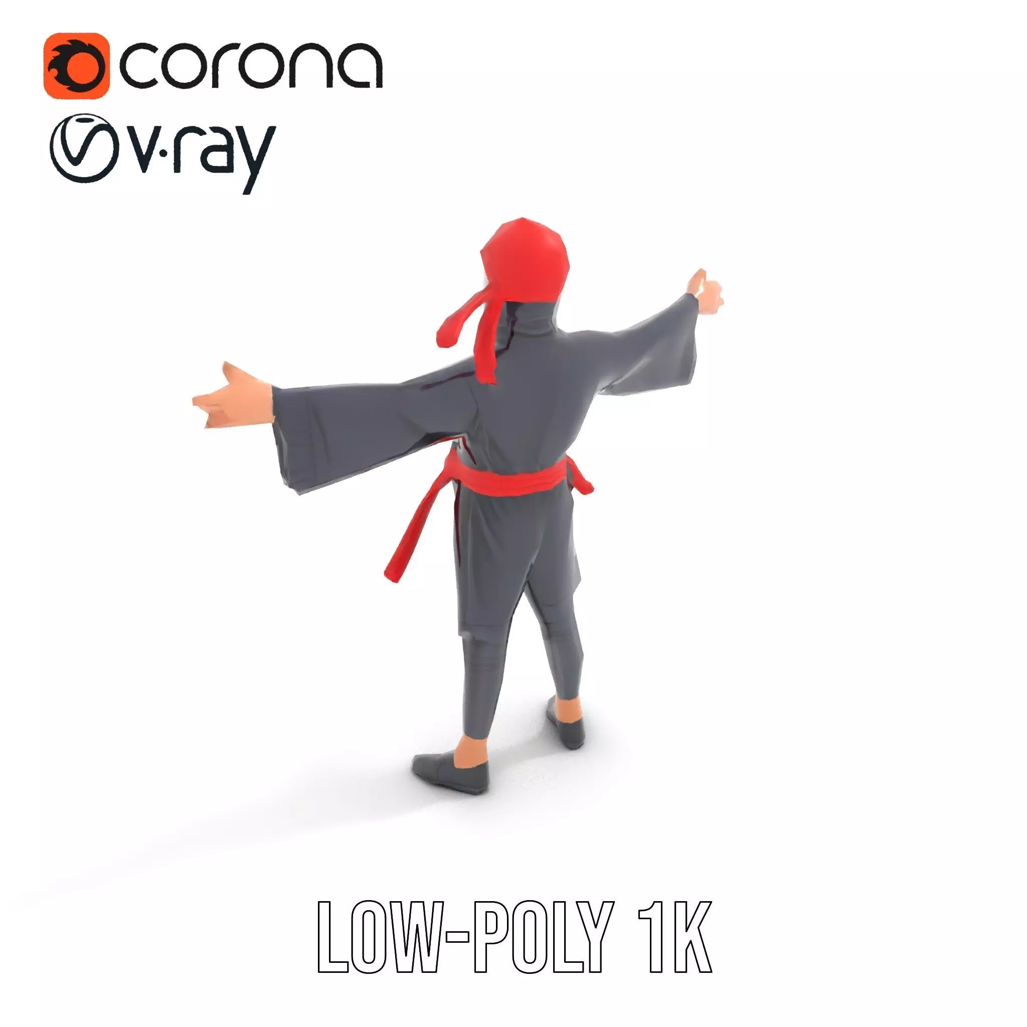 Ninja Character Model Pack with PBR Textures Low-poly 3D model_8