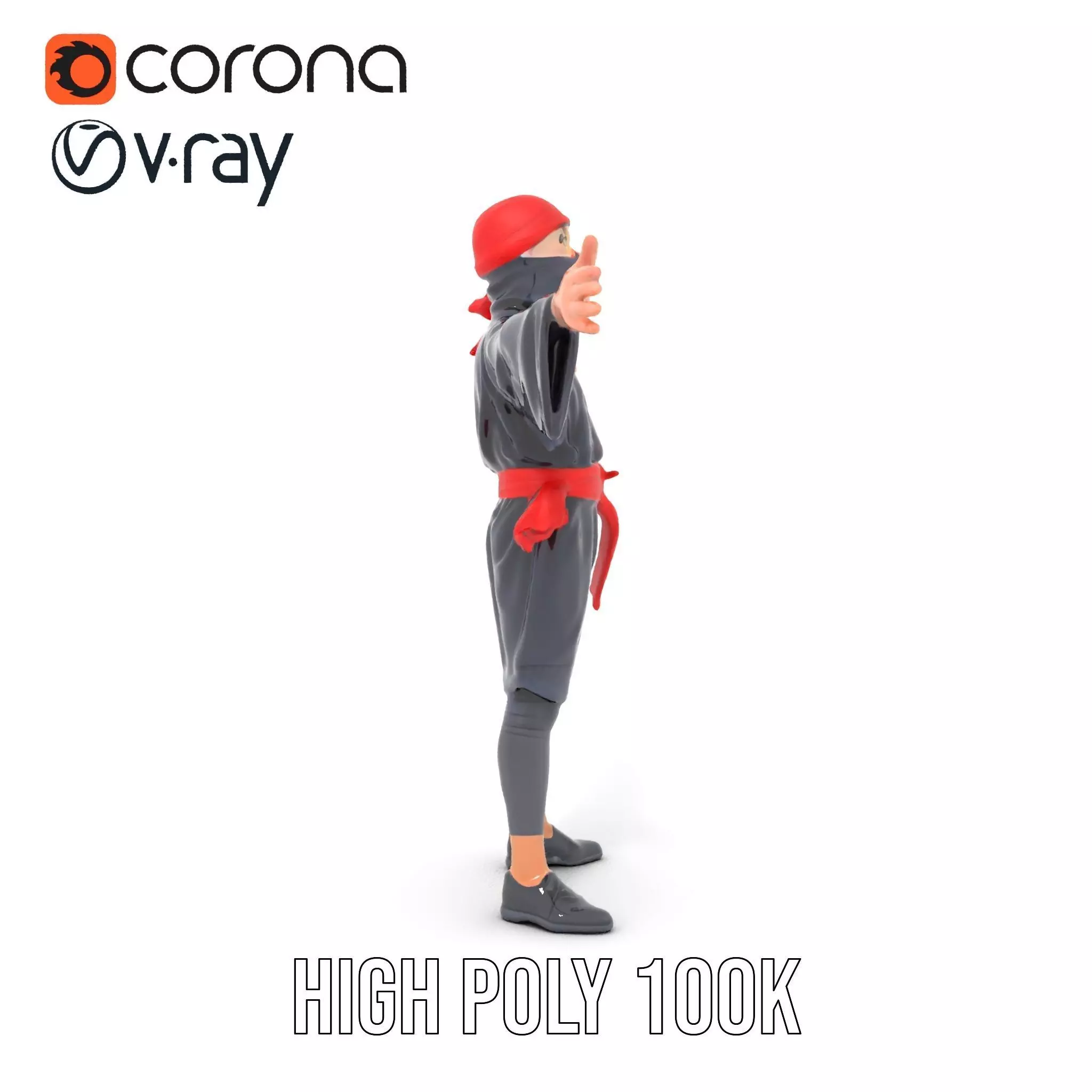 Ninja Character Model Pack with PBR Textures Low-poly 3D model_17