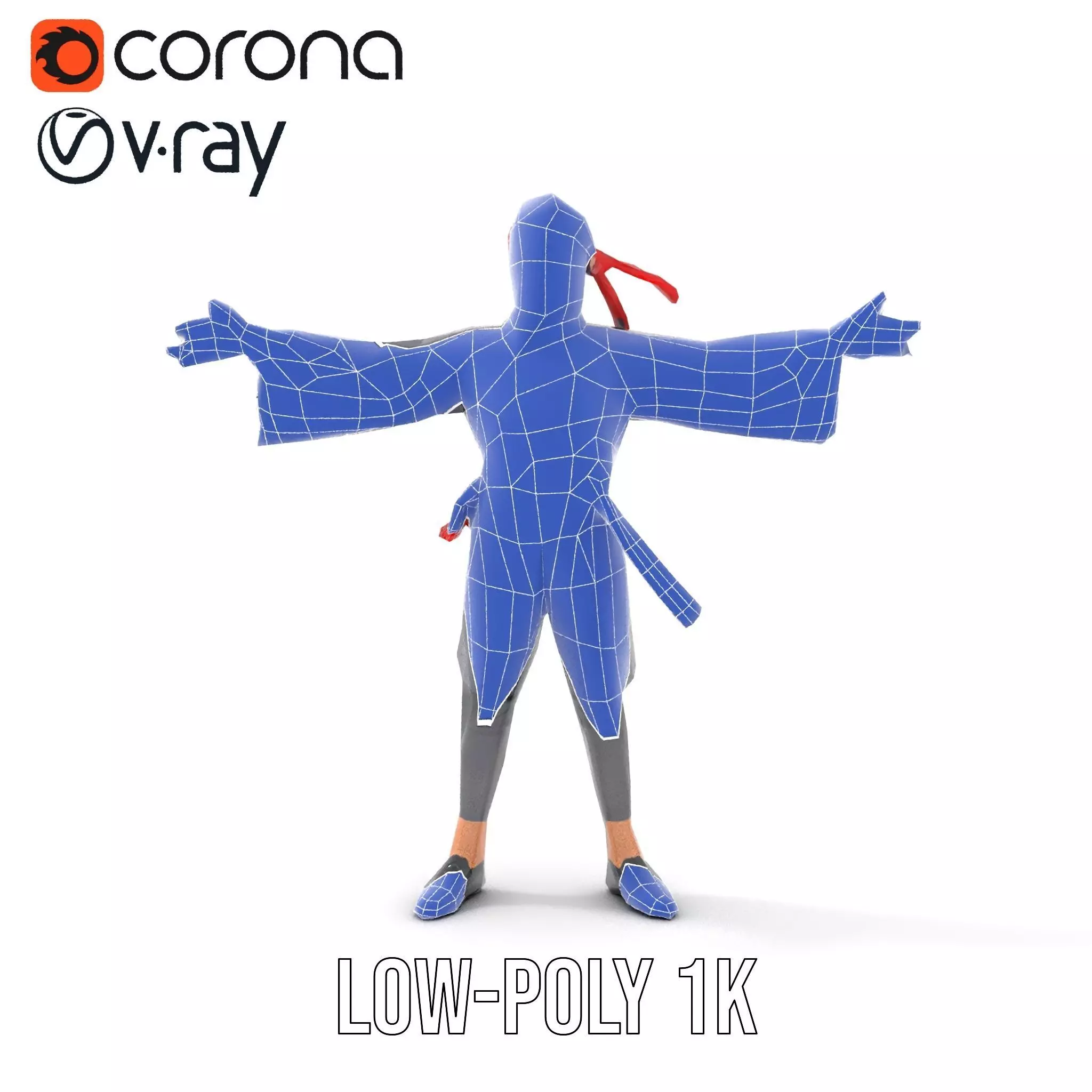 Ninja Character Model Pack with PBR Textures Low-poly 3D model_25