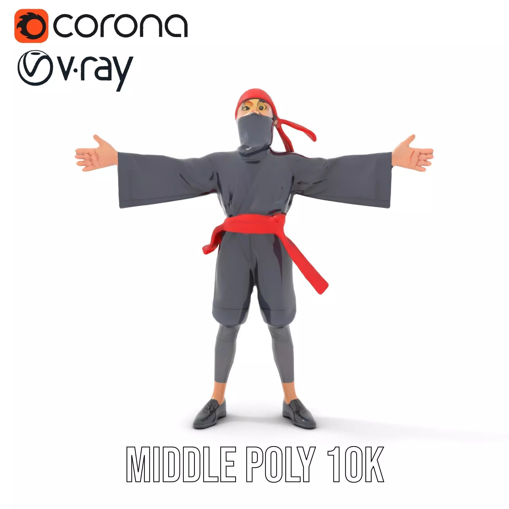 Ninja Character Model Pack with PBR Textures Low-poly 3D model_18
