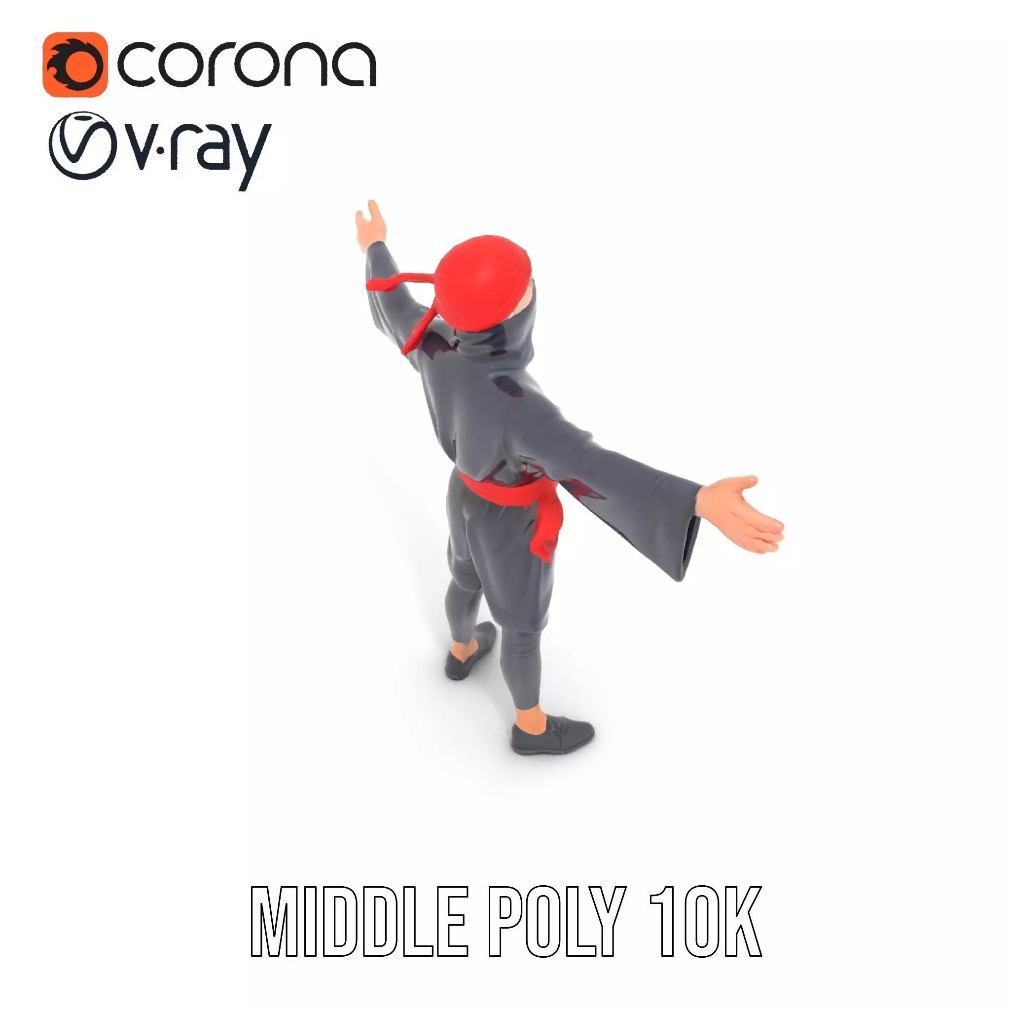 Ninja Character Model Pack with PBR Textures Low-poly 3D model_21
