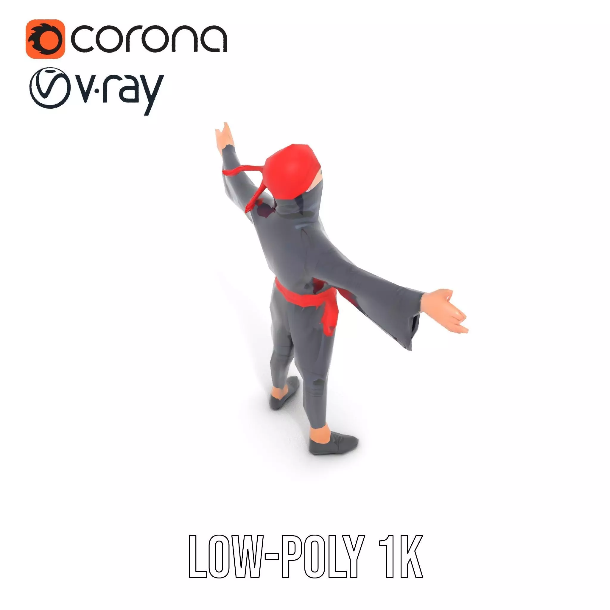 Ninja Character Model Pack with PBR Textures Low-poly 3D model_11