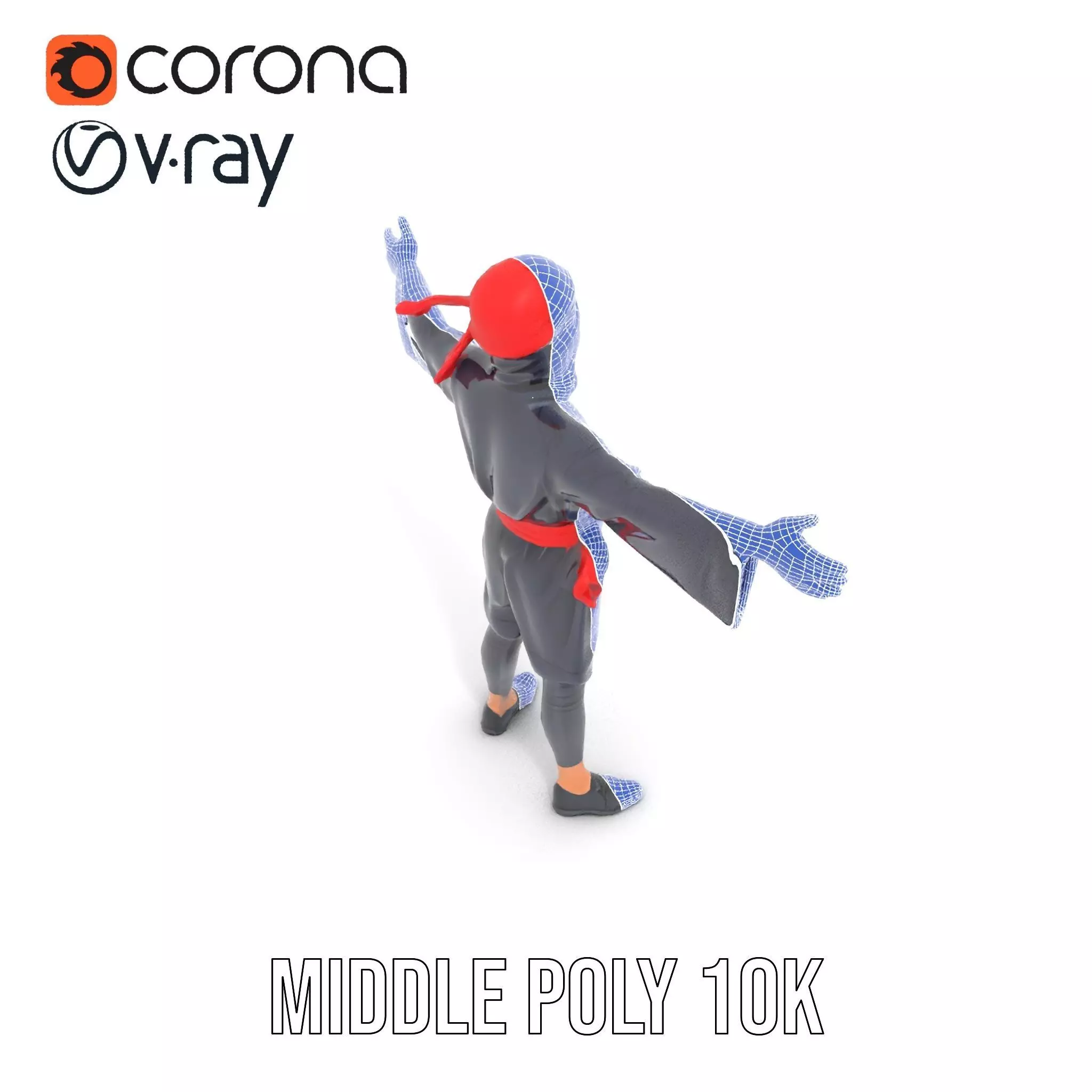 Ninja Character Model Pack with PBR Textures Low-poly 3D model_10
